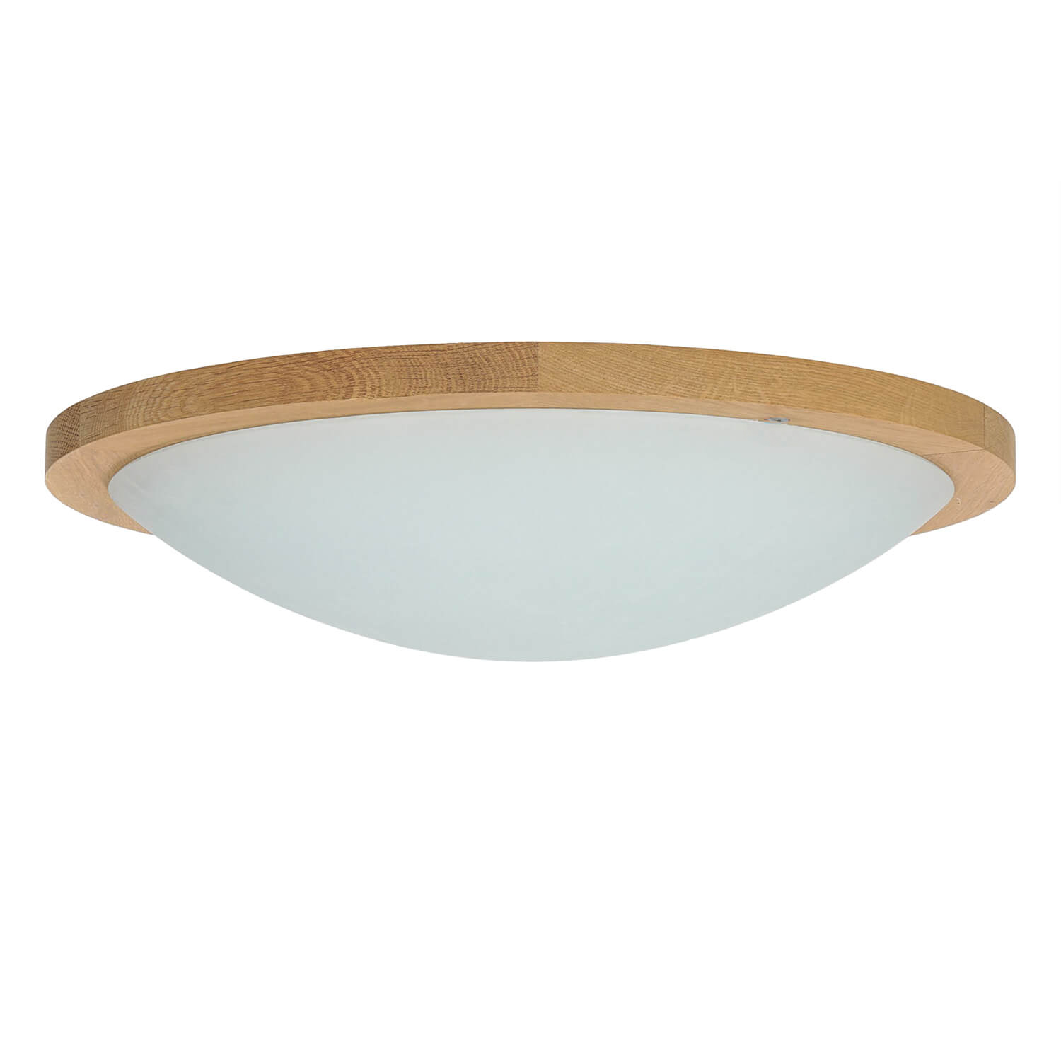 Plafonnier rond bois verre 3-flmg Ø45cm faible éblouissement