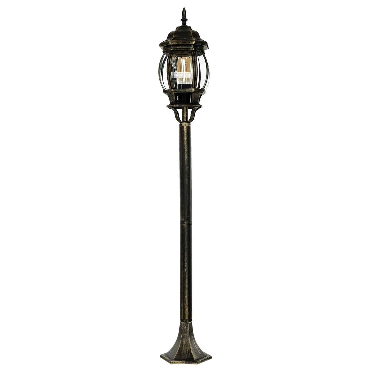 Lampe d'allée jardin E27 111 cm en or antique rustique