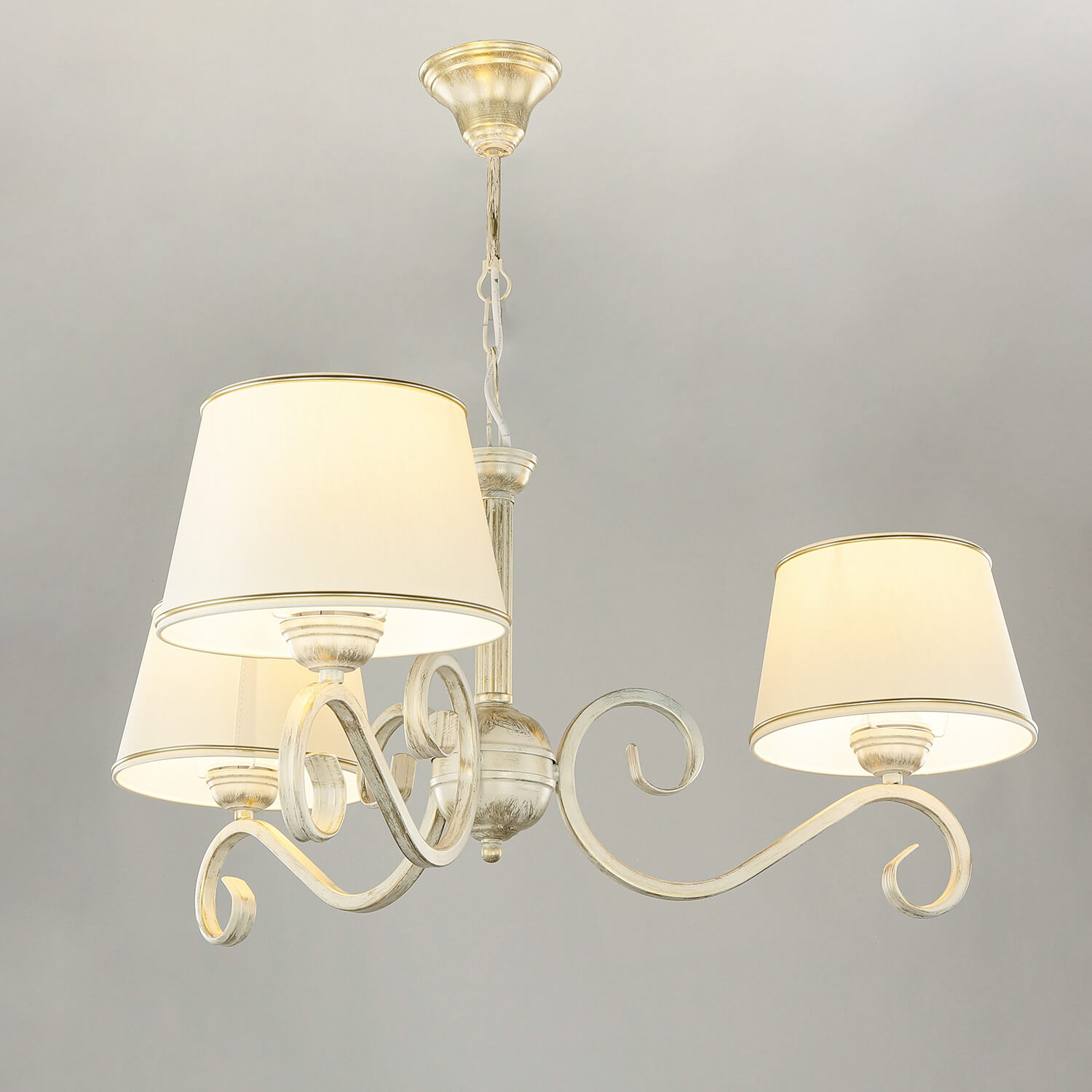 Lustre shabby avec abat-jour blanc Ø65cm LORE