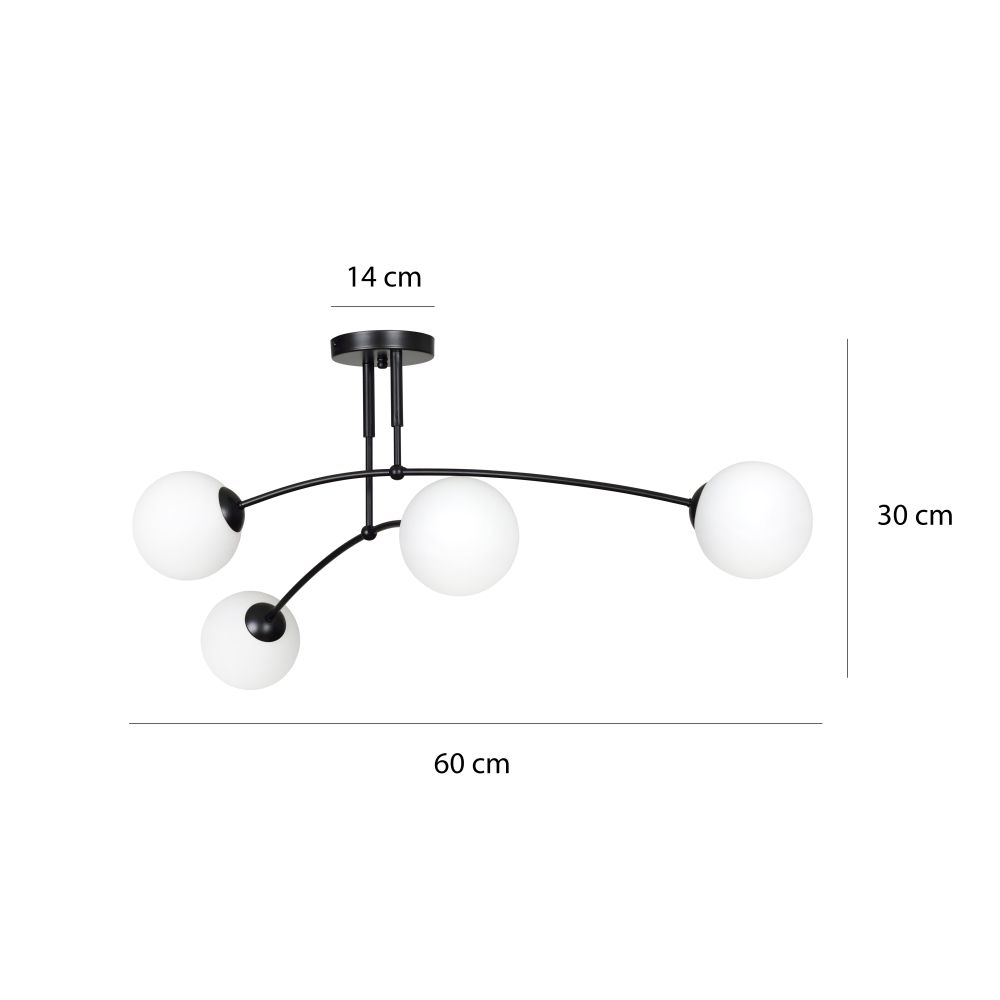 Deckenlampe Modern Schwarz Weiß Kugel Schirm 4x E14
