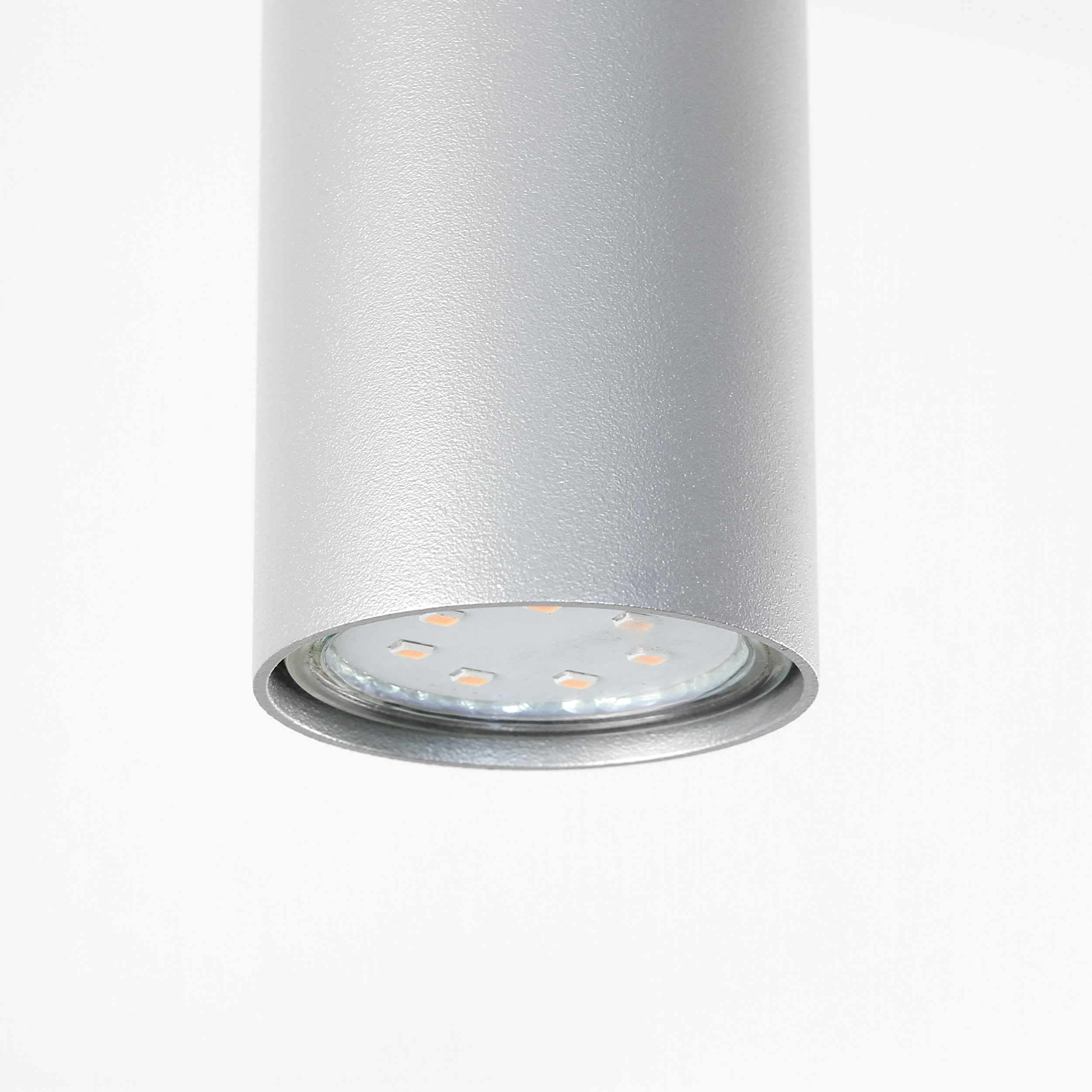 Pendelleuchte Metall Zylinder schmal Ø 5,5 cm Grau GU10