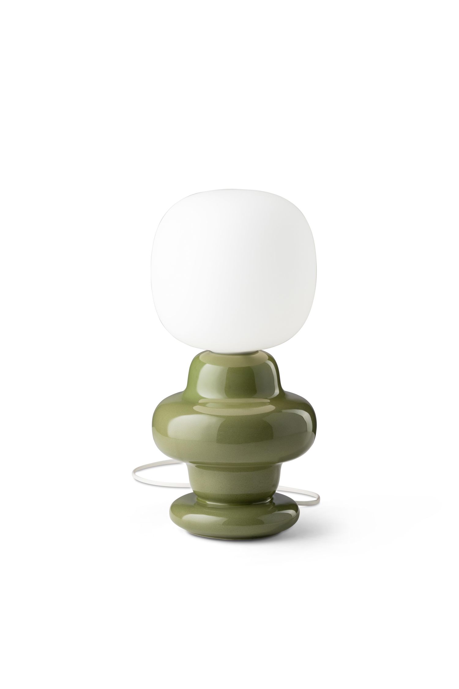 Lampe de table céramique verre 35 cm de haut E14 vert blanc