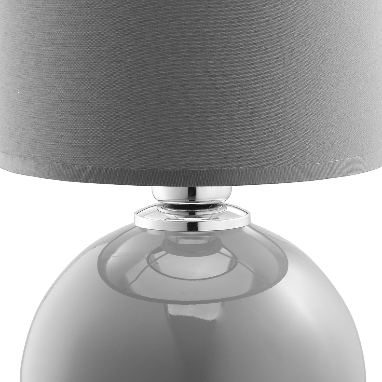 Nachttischlampe Glas Stoff Grau Graphit E27 36 cm