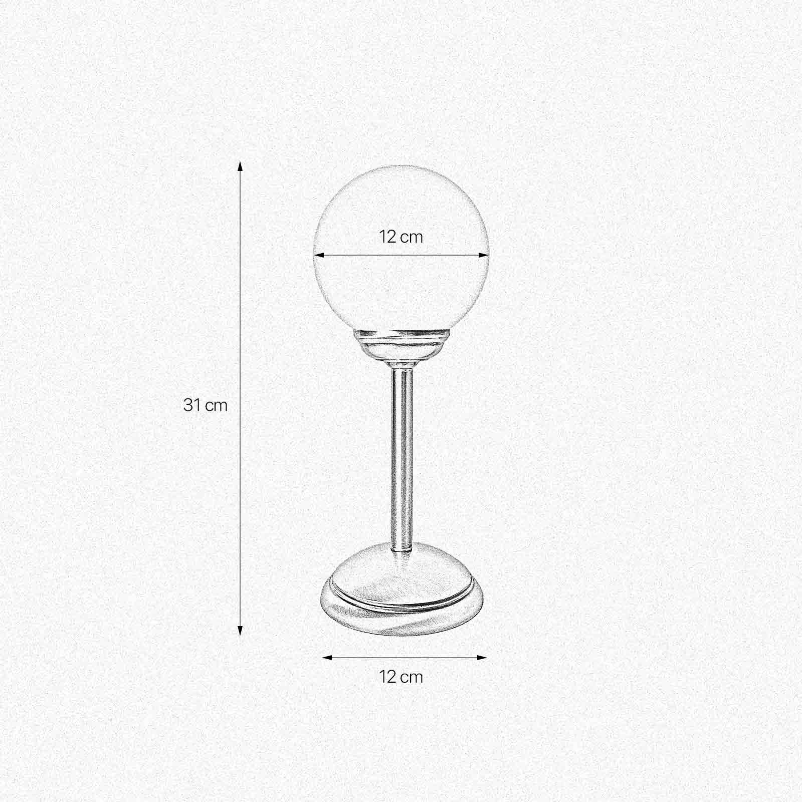Tischleuchte Glas Messing H: 31 cm Kugelschirm E14 klein