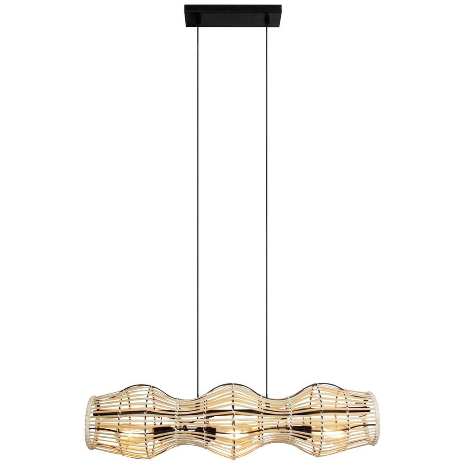 Lampe à suspendre Bambou Naturel E27 80 cm 3-flmg Scandinave