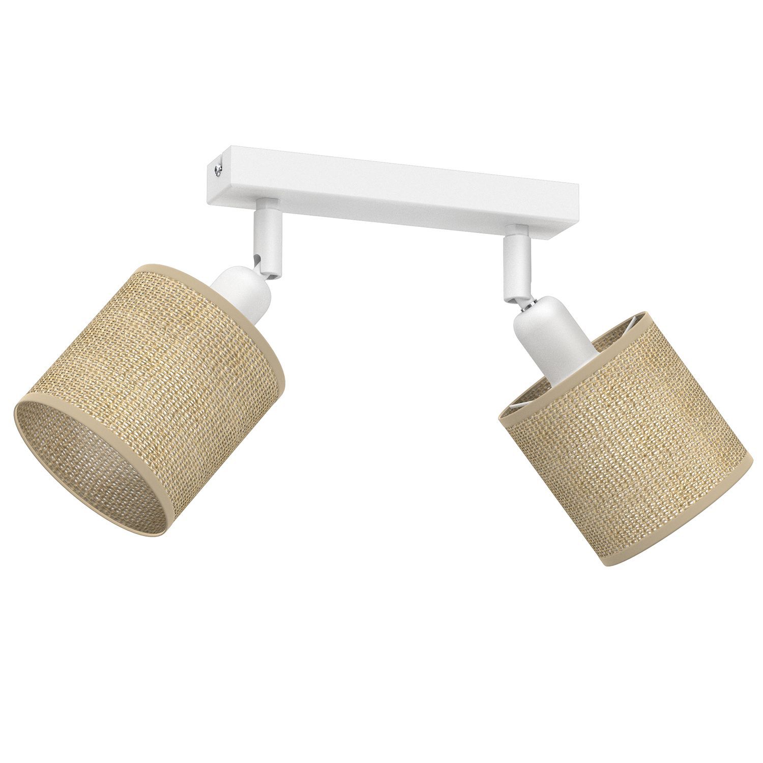 Deckenspot Jute Metall Weiß L:25 cm E27 verstellbar