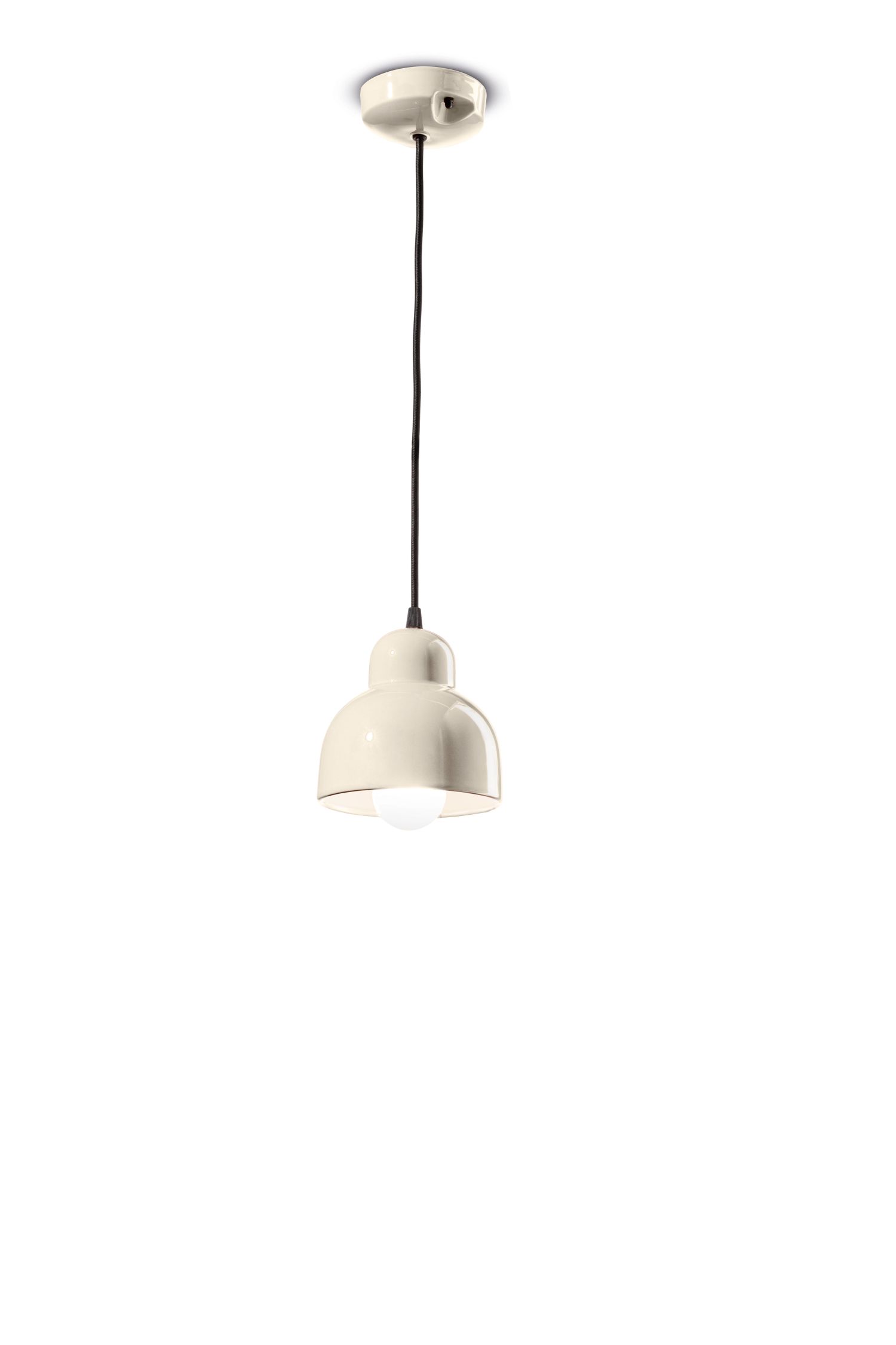 Lampe à suspendre céramique ronde Ø 15 cm H : max. 136 cm Crème