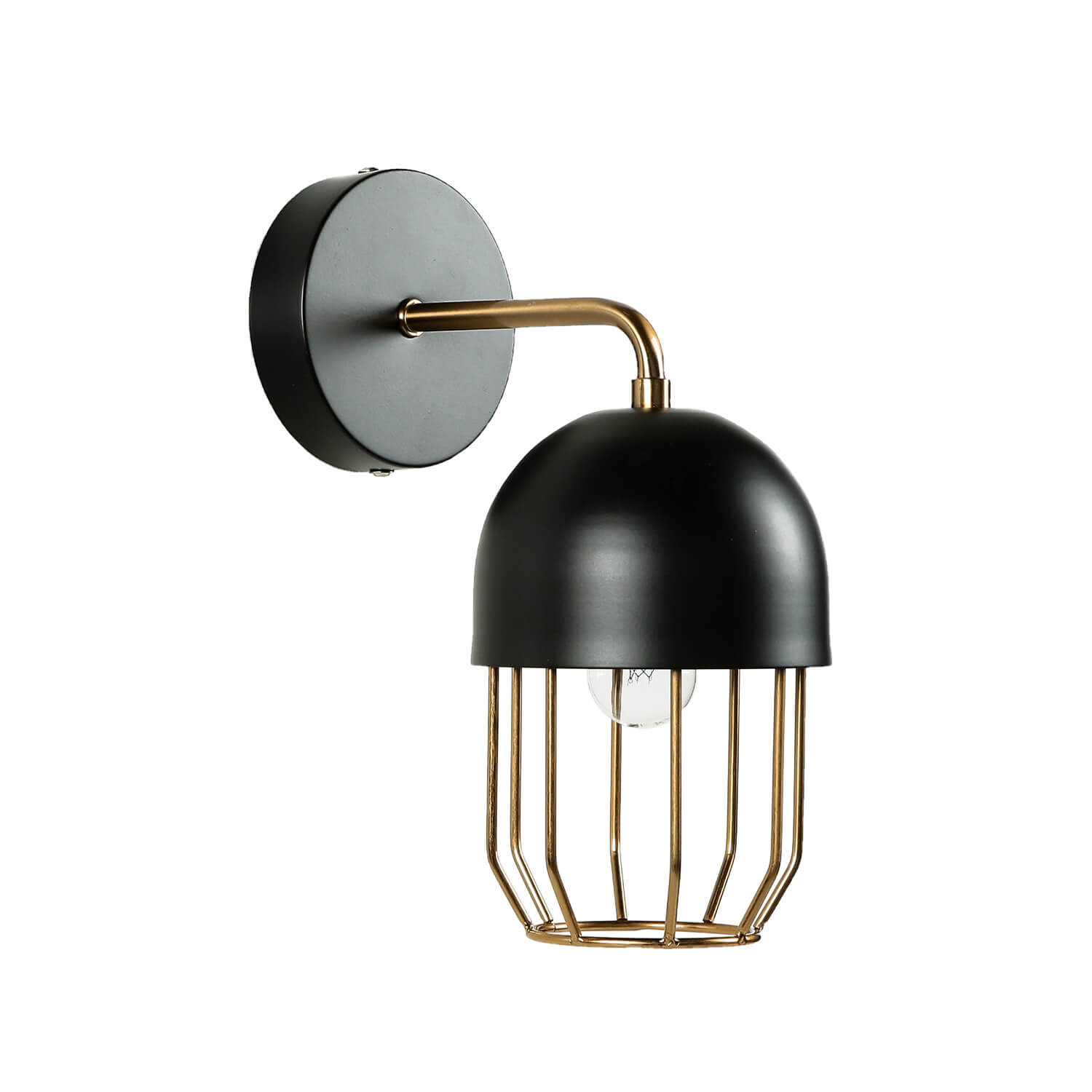 Wandleuchte Schwarz Gold E14 Metall Loft Design QUINN