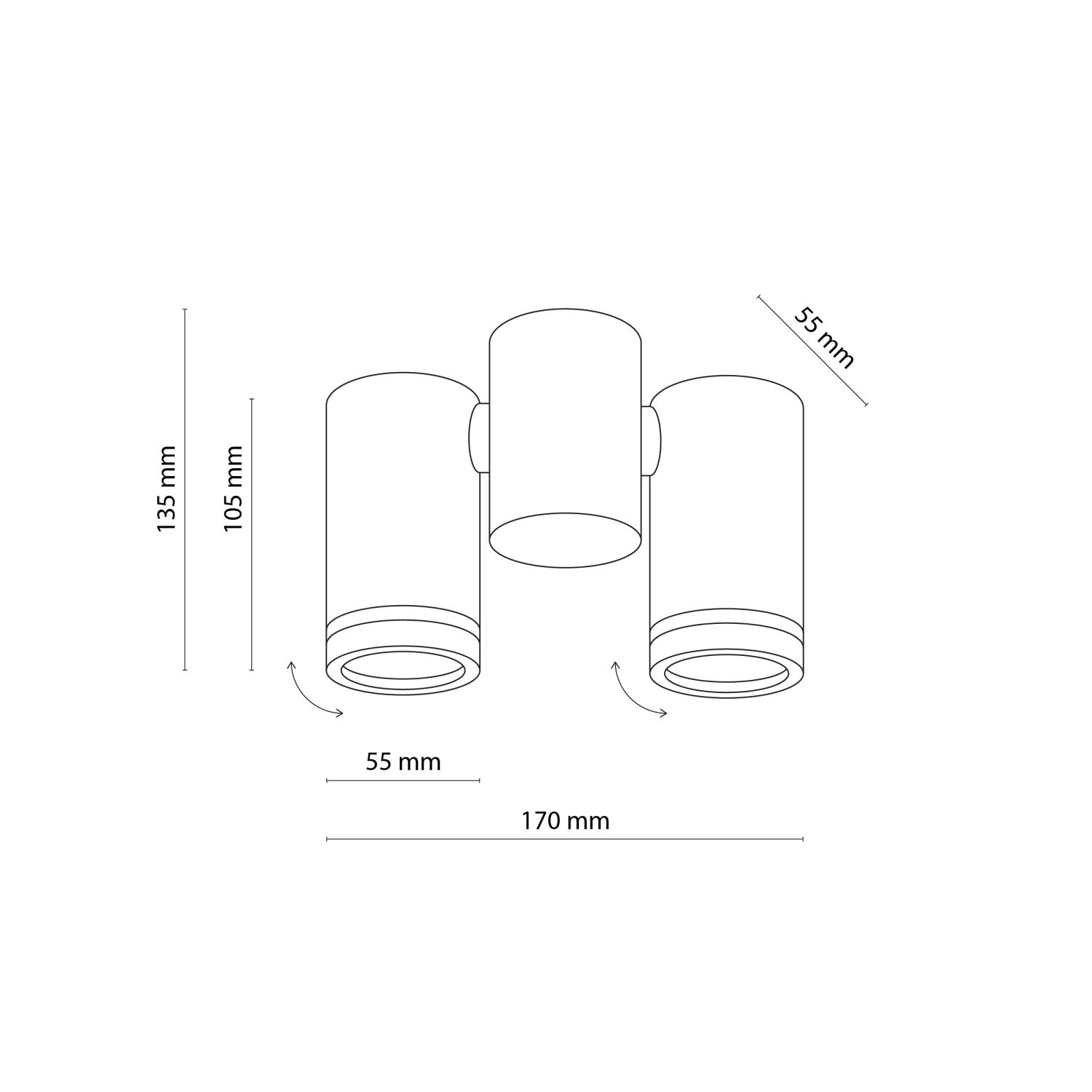 Plafonnier métal blanc ajustable L : 17 cm GU10 2 flammes