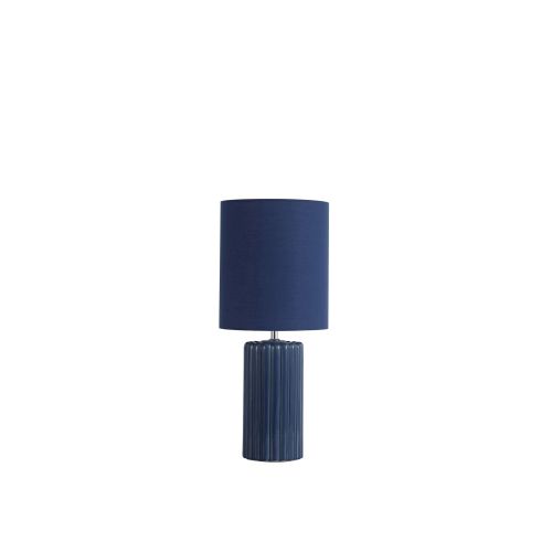 Tischlampe blendarm Stoff Keramik E14 51 cm Marineblau