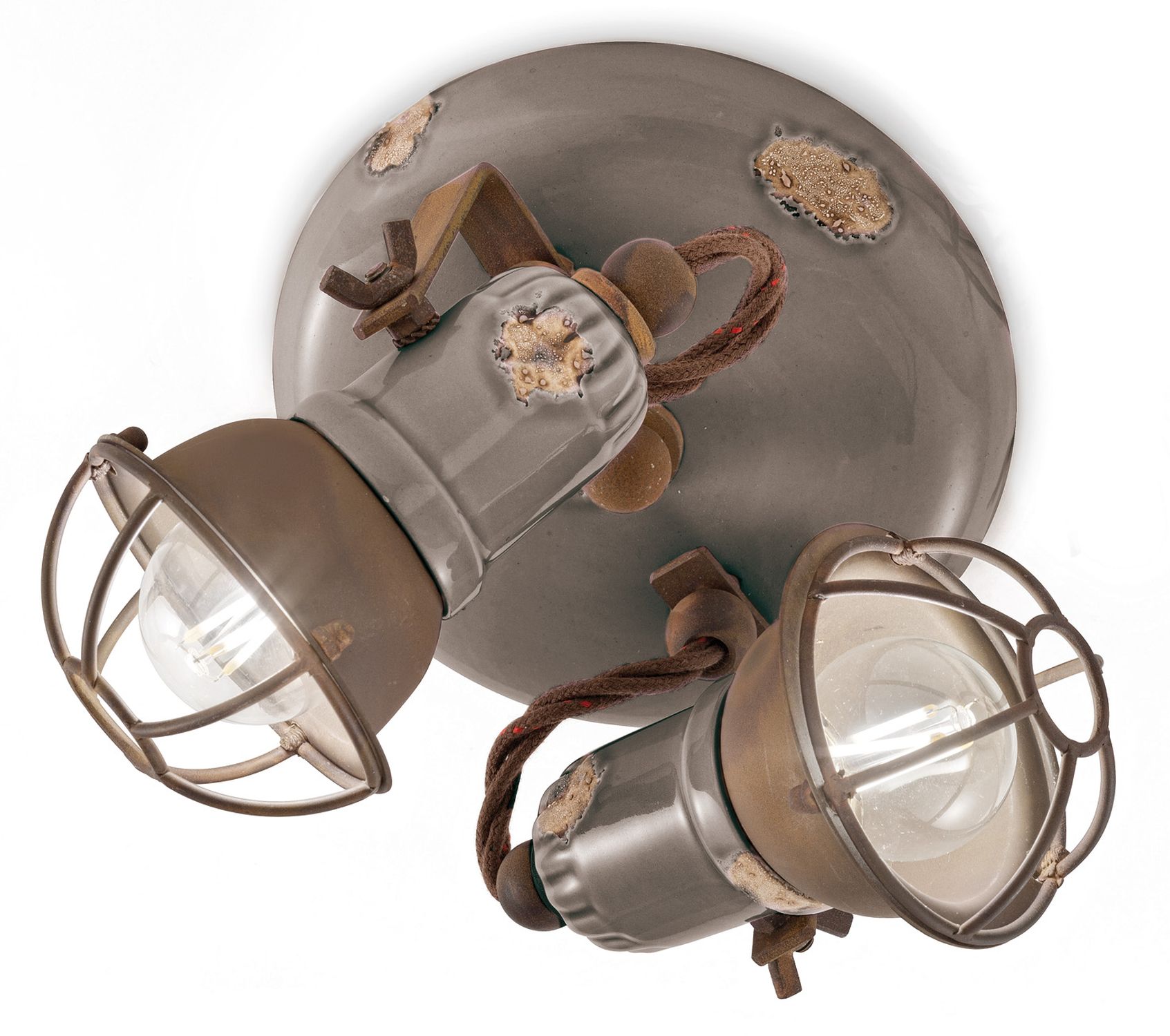 Spot Lampe Metall Keramik verstellbar E14 2-flammig