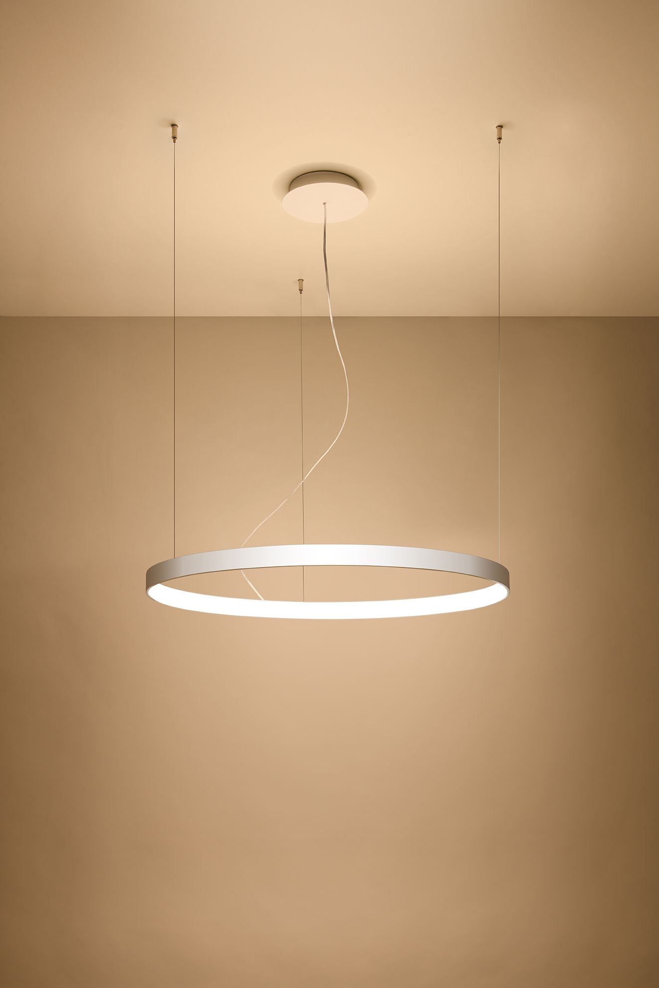 Lustre LED Blanc Métal Ø 78 cm Anneau faible éblouissement 3000 K