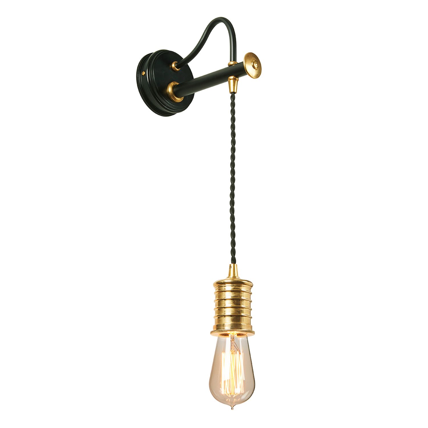 Wandlampe COLGAR Messing Schwarz Vintage Lampe