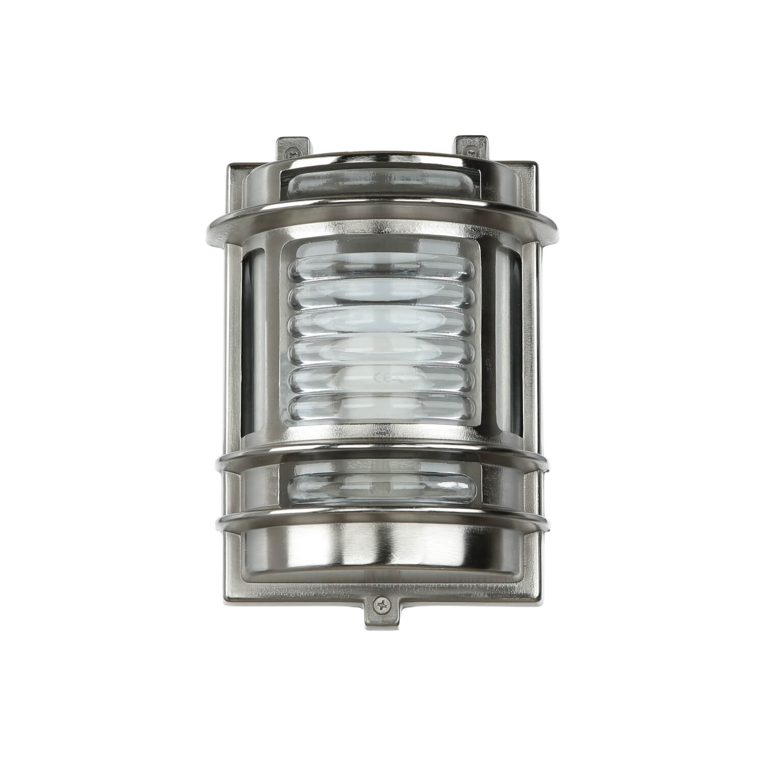 Wandlampe Außen Glas Messing in Nickel Maritim IP64