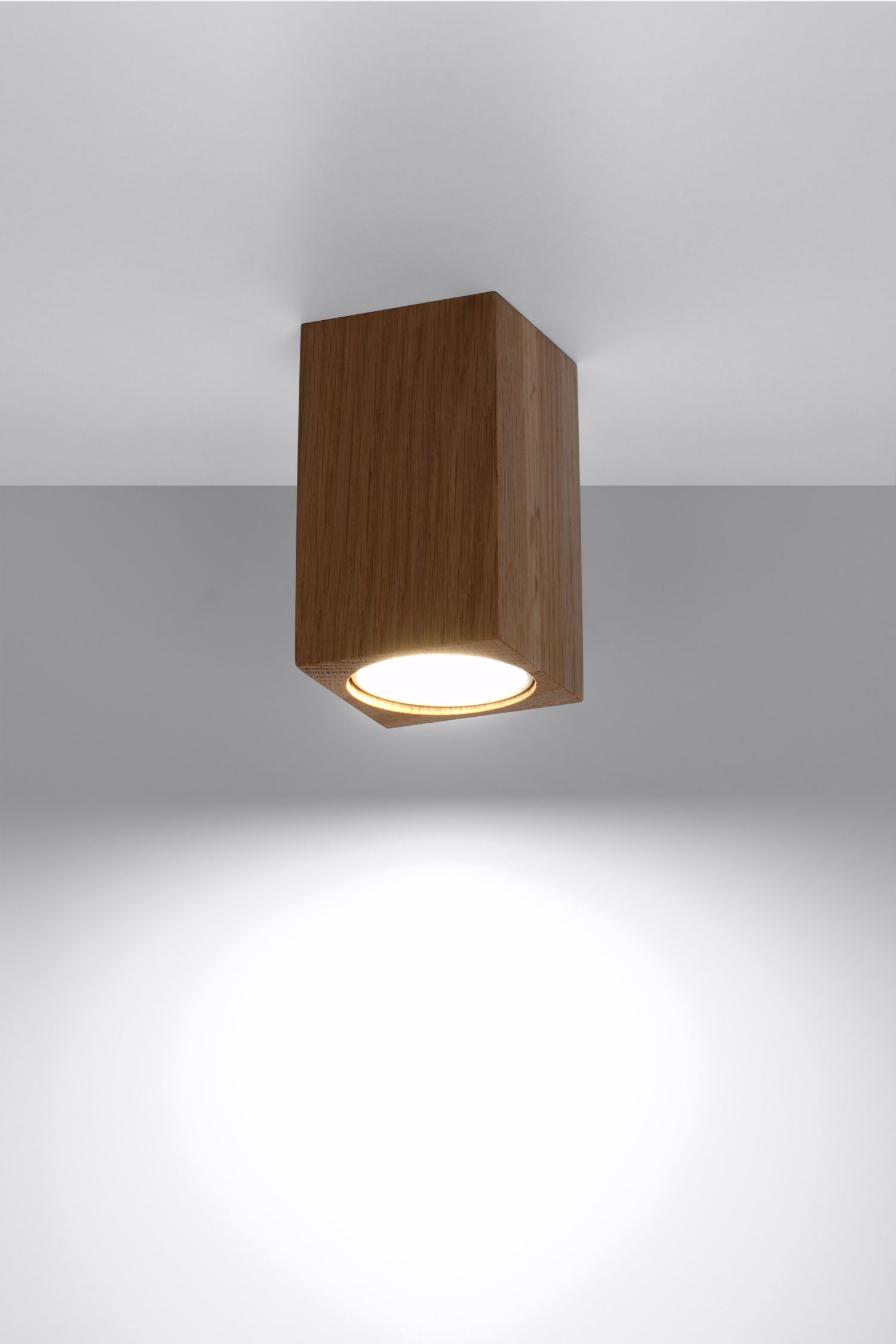 Spot Lampe Decke Holz klein H: 10 cm eckig GU10