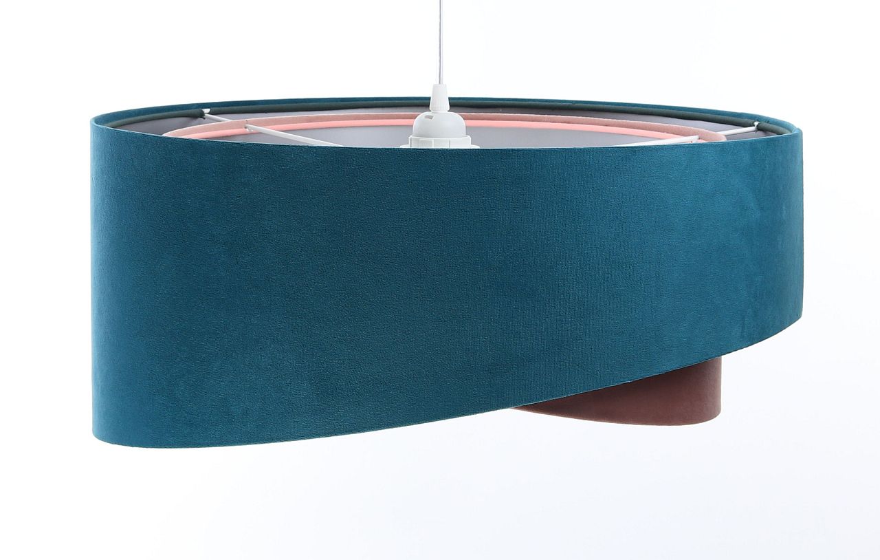 Lampe à suspendre ronde Ø 50 cm E27 Turquoise Rose Argent Abat-jour en tissu