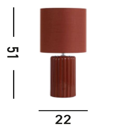 Wohnliche Tischlampe Stoff Keramik in Orange E14 51 cm