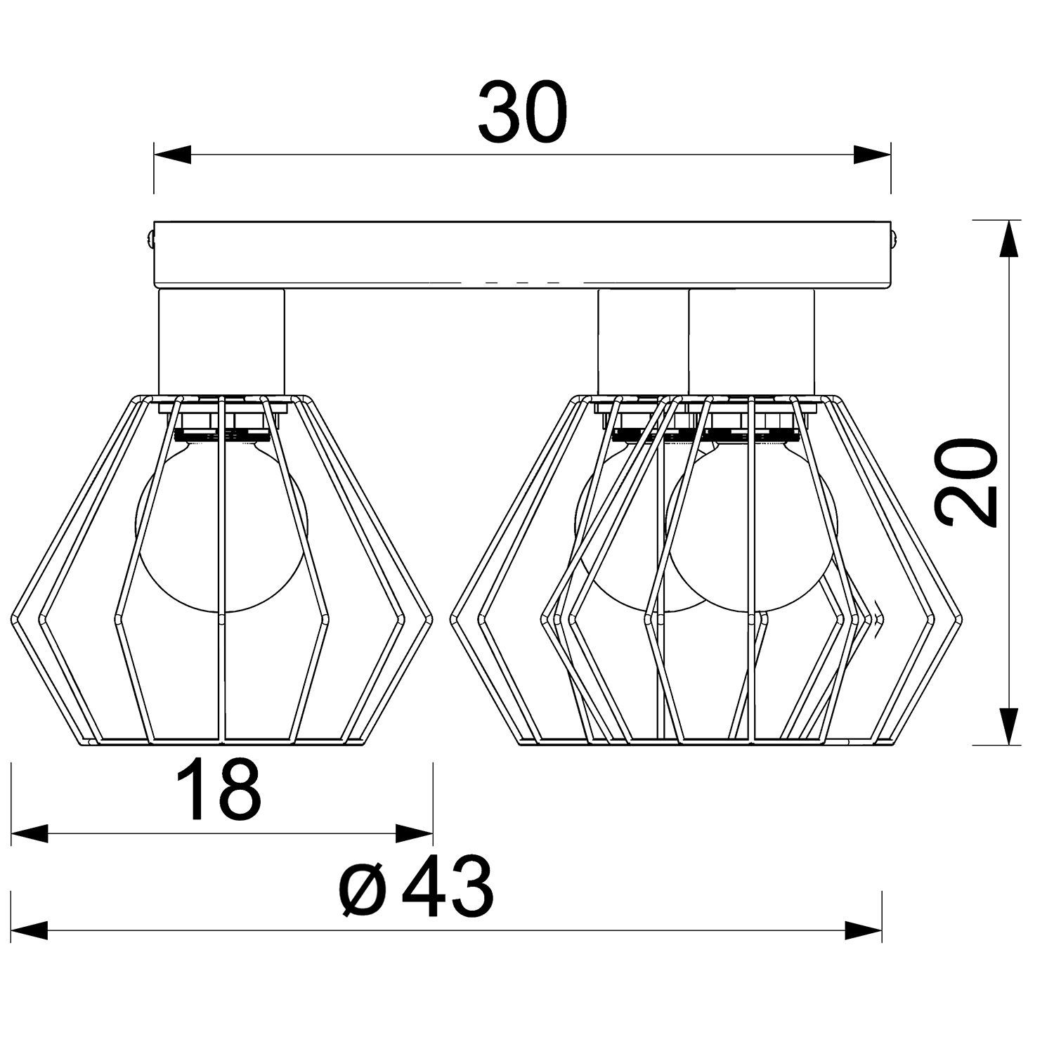 Deckenlampe 3-flammig Draht Metall Schwarz Ø43 cm rund