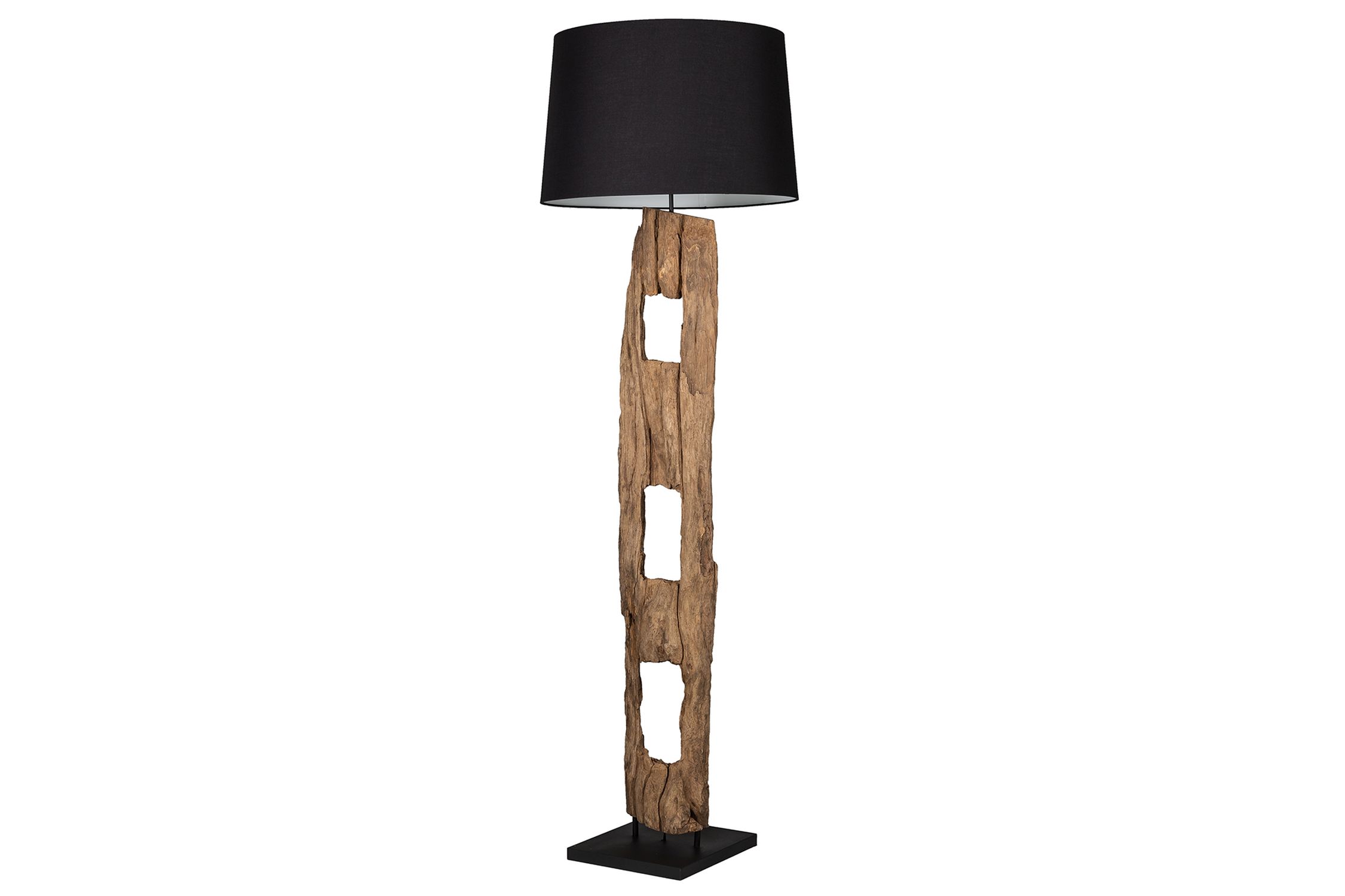 Stehlampe Stoff Holz 177cm hoch blendarm in Schwarz