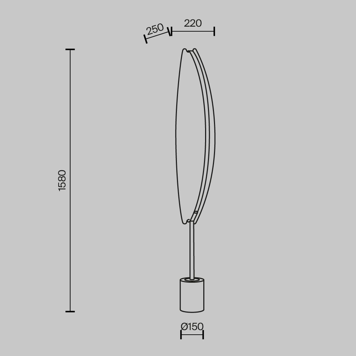 Lampadaire LED dimmable aluminium 158 cm en laiton EVA