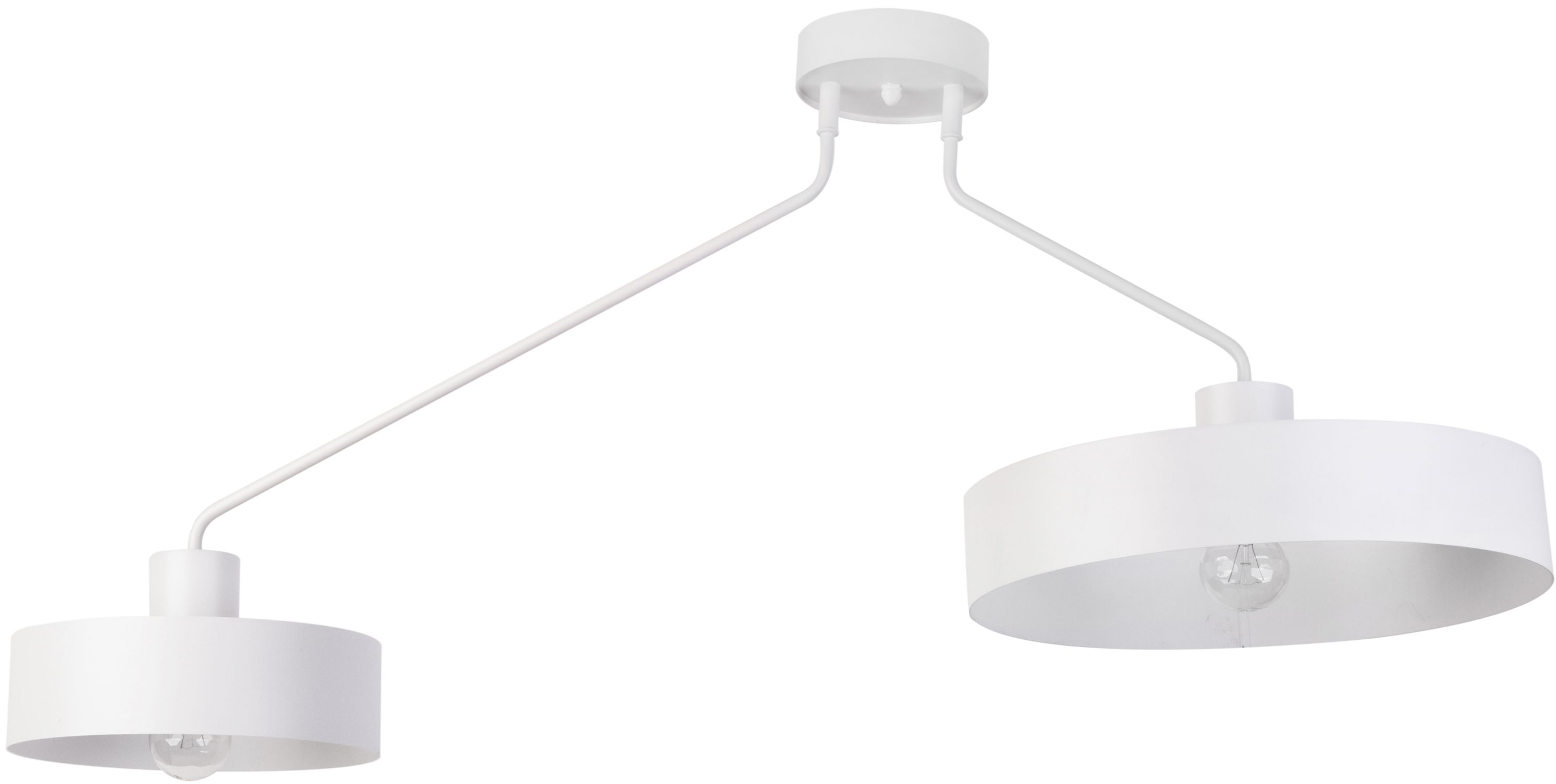 Plafonnier blanc métal 2 flammes E27 L:104 cm