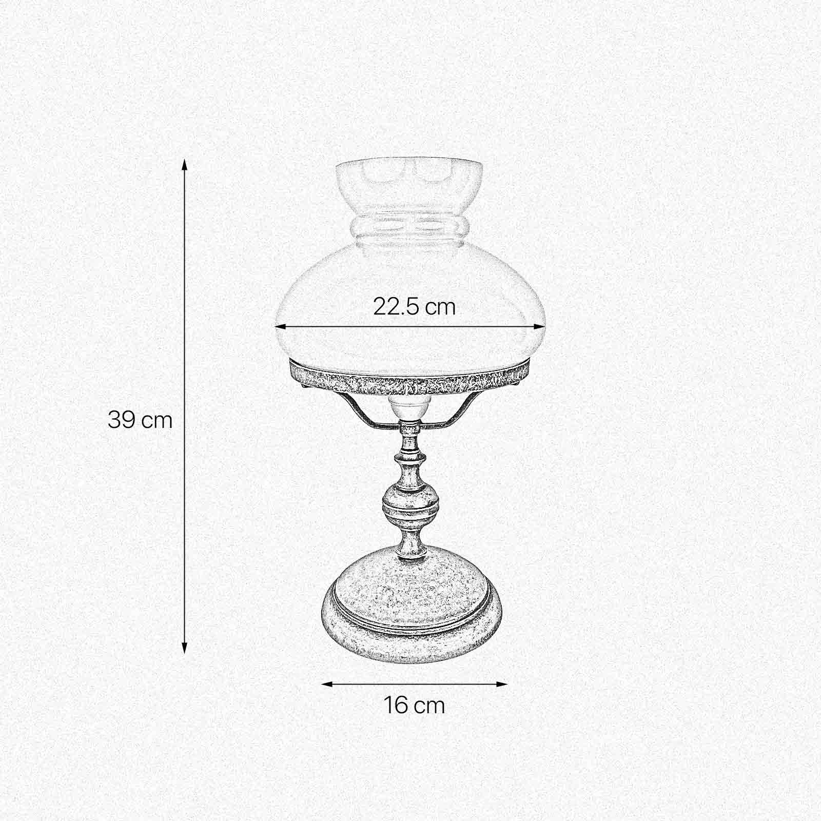 Tischlampe 39 cm Jugendstil Glas Messing in Bronze Antik Grün