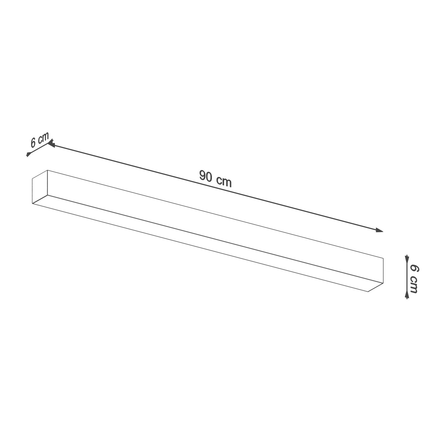LED Deckenleuchte Grau Metall 4000 K 90 cm lang flach