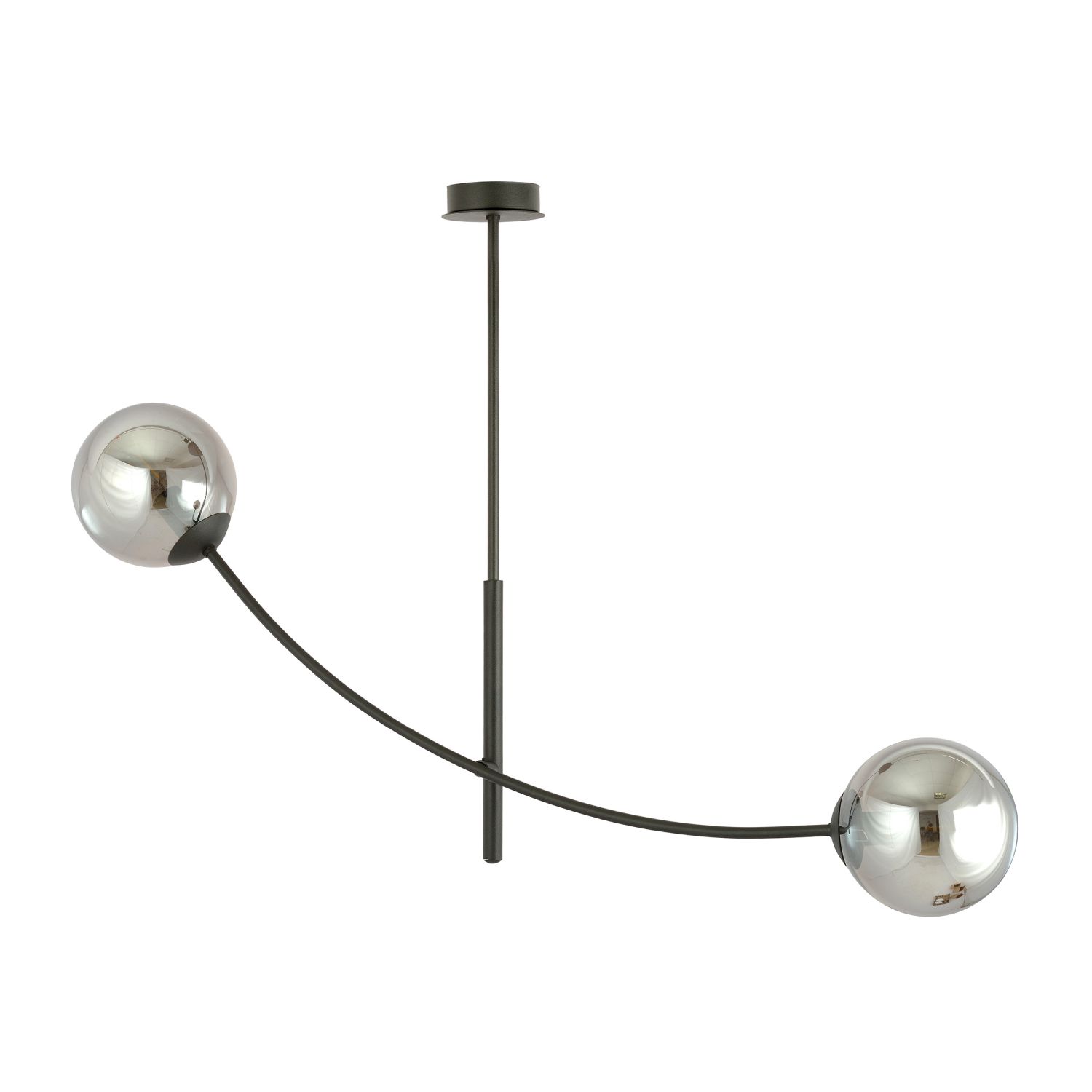 Deckenlampe Rauchglas Metall L: 83 cm schwenkbar E14 2-flammig