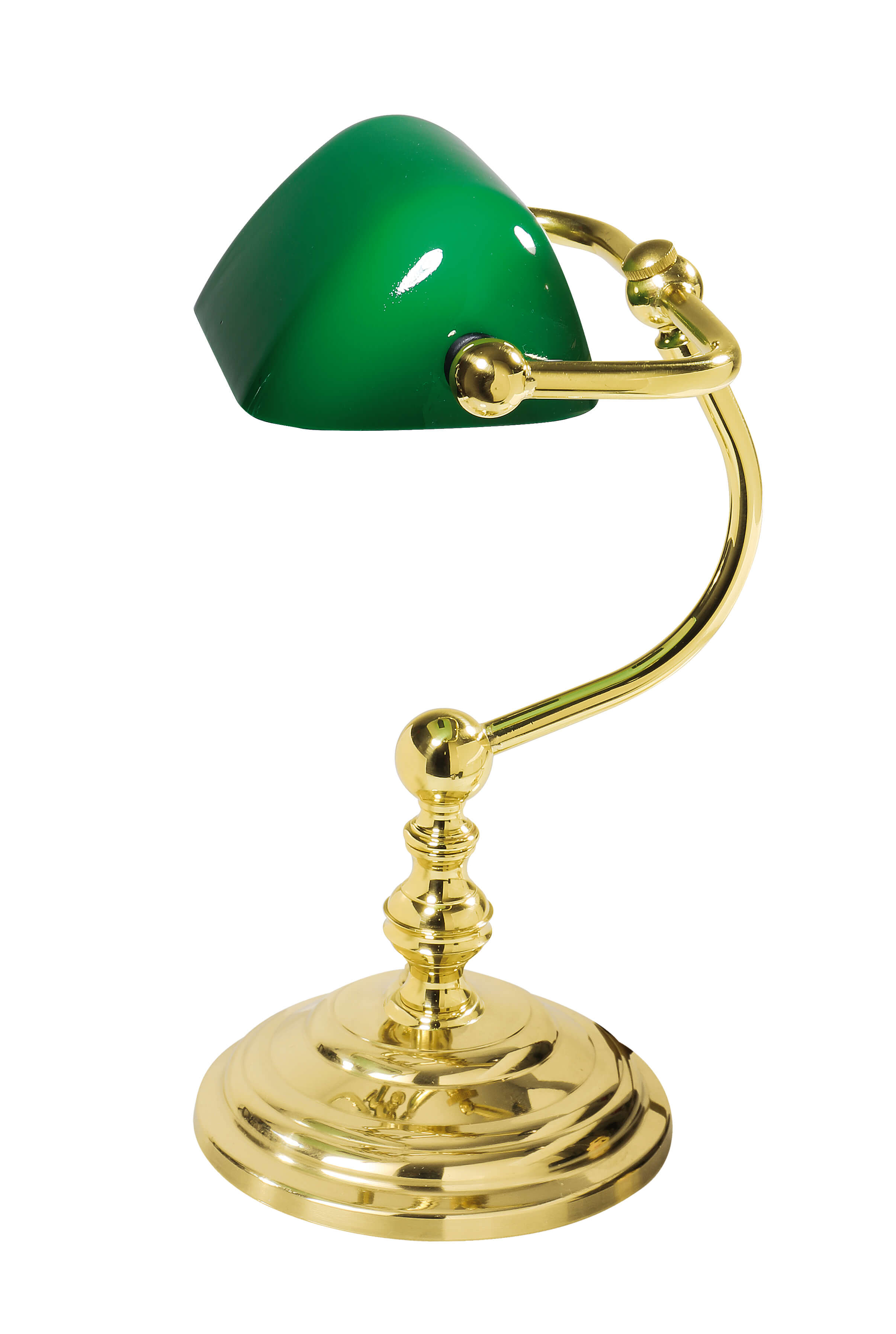 Bankerlampe Gold 24K aus Messing mit Glasschirm
