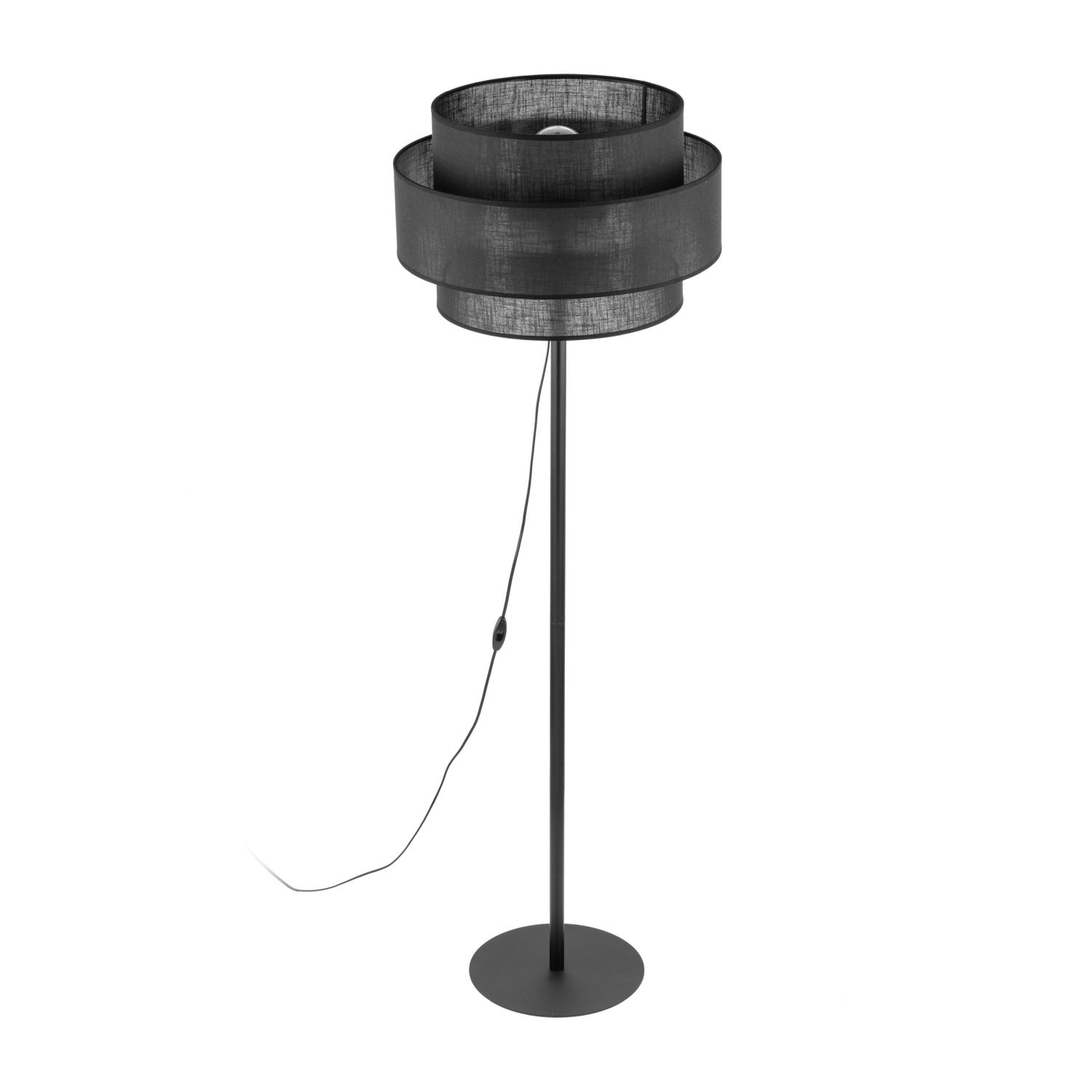 Lampadaire Noir 155 cm E27 Tissu Métal Ø 50 cm