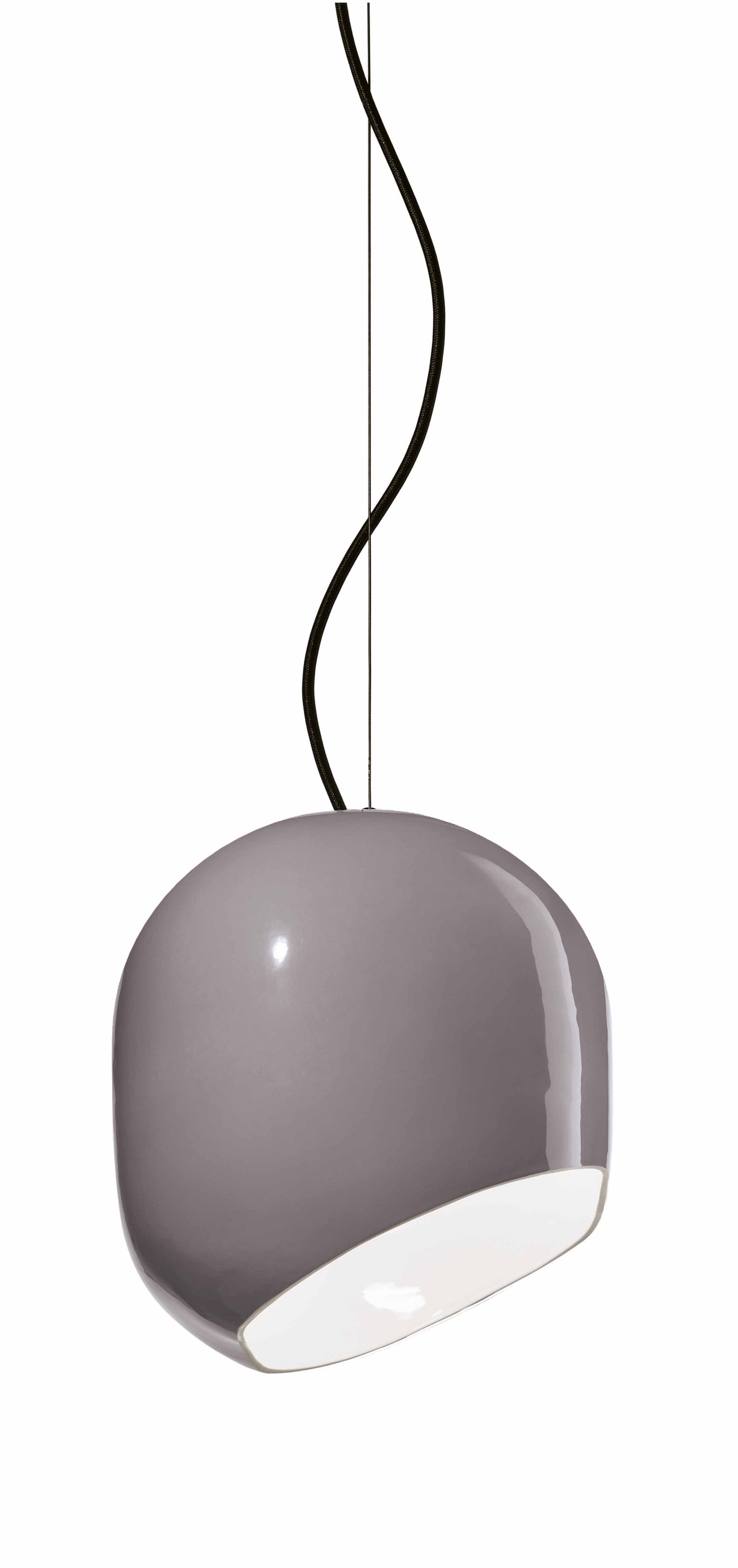 Suspension céramique E27 H : max. 150 cm Gris rond Rétro