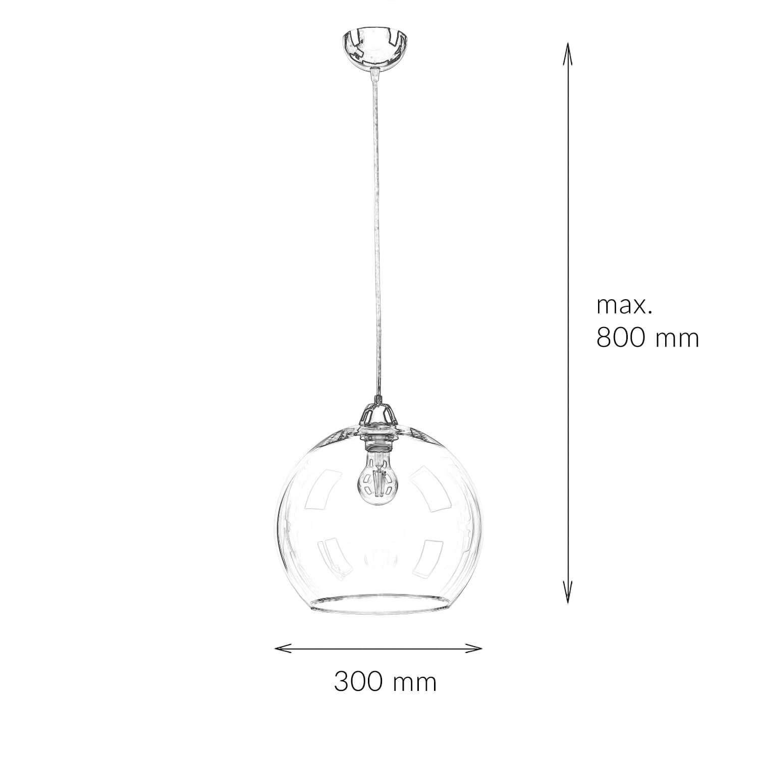 Suspension ronde sphère abat-jour verre E27 BILBAO