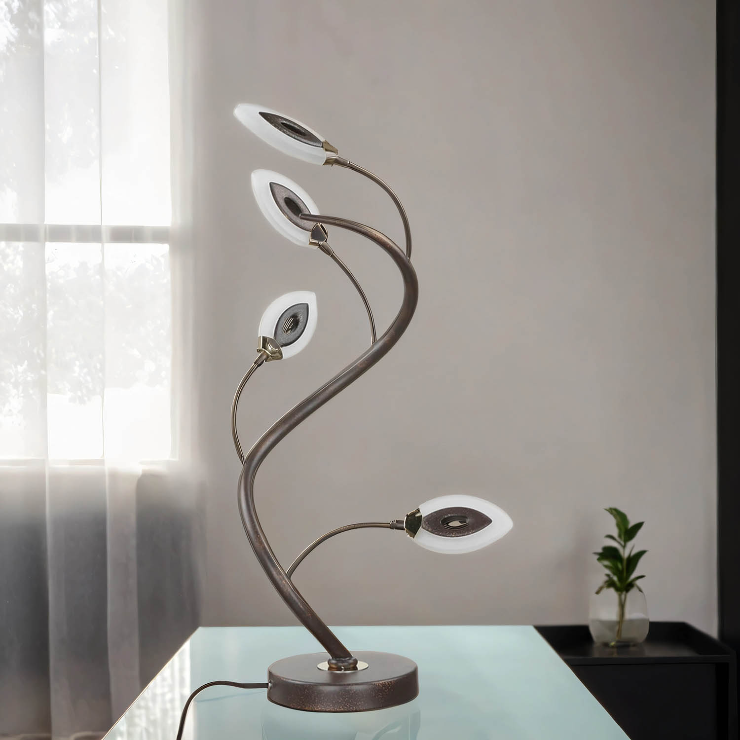 LED Tischlampe Modern Rostbraun Floral GORI
