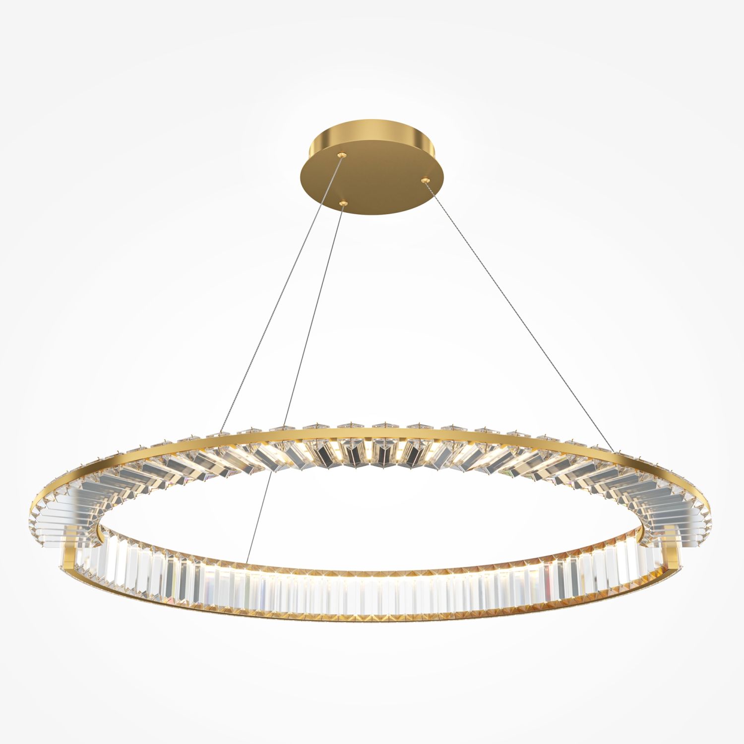 Lustre à LED cristal métal D : 80,5 cm en or