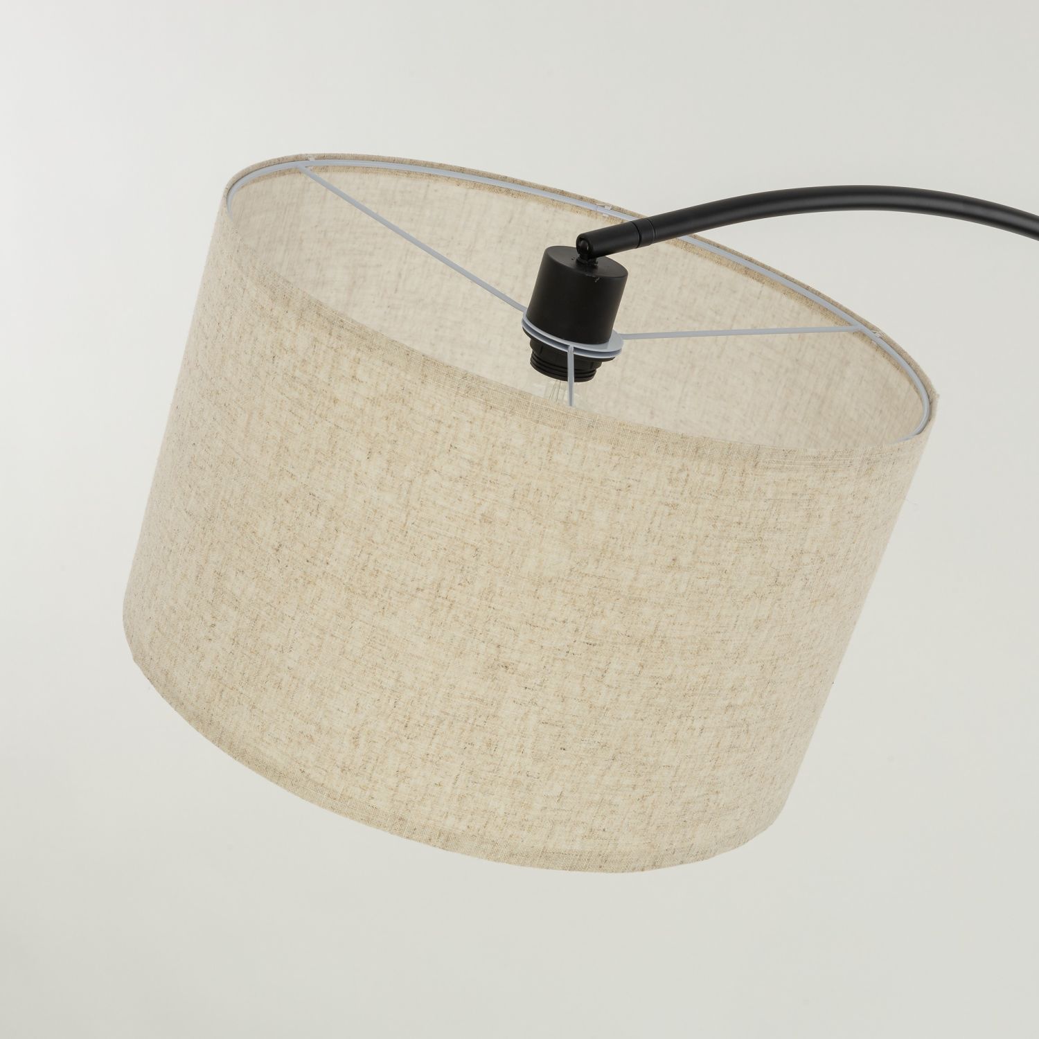 Luminaire en arc 200 cm réglable Tissu Métal Noir Beige E27