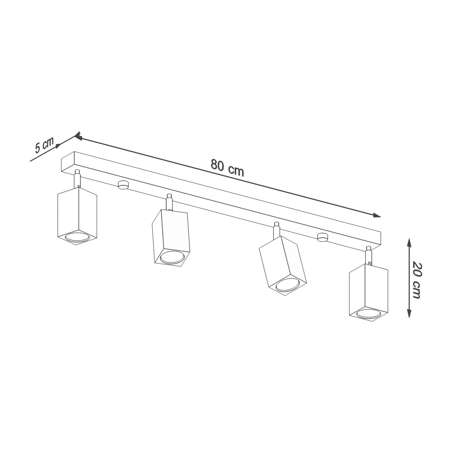 Plafonnier en bois 4 flammes 80 cm de long confortable GU10