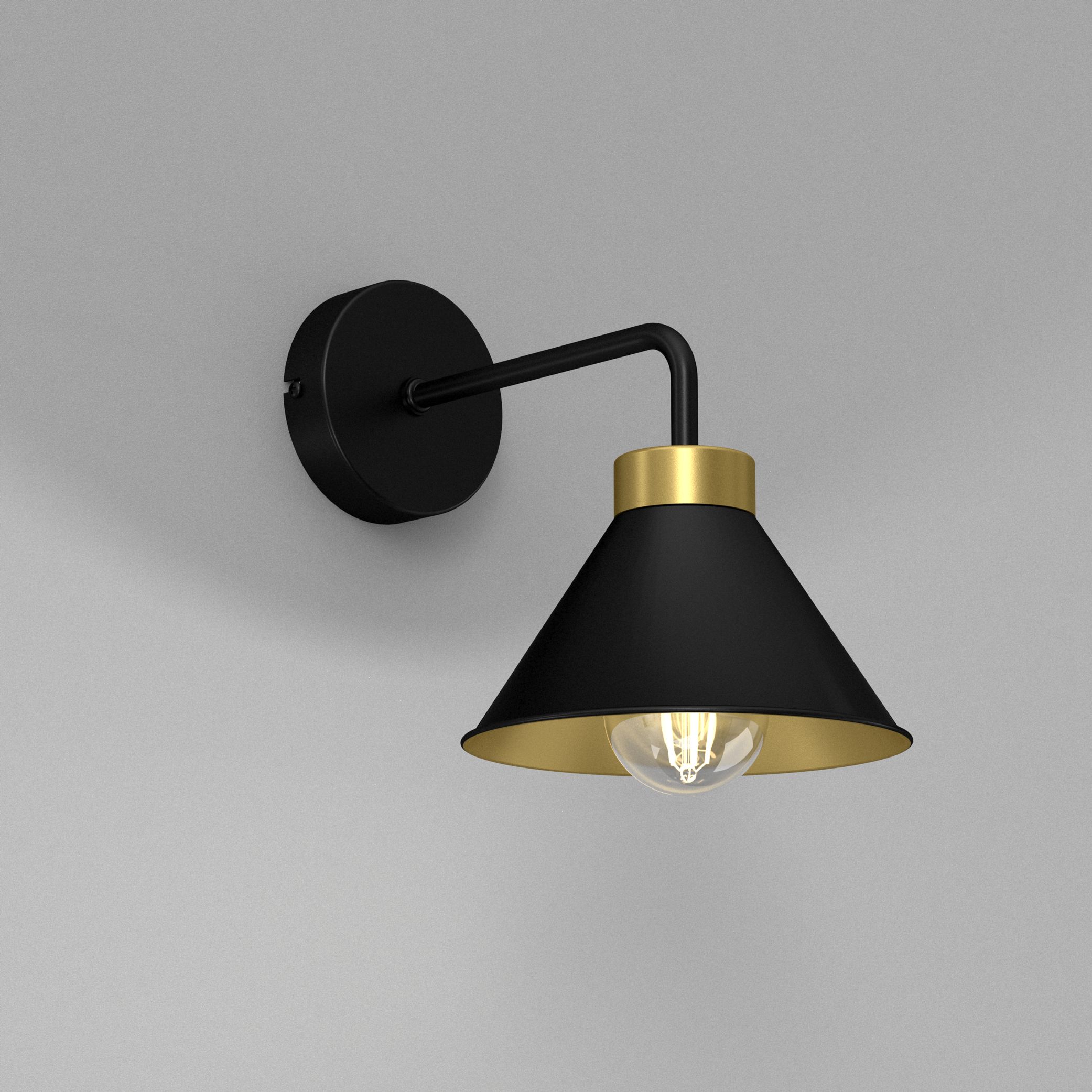 Wandlampe Schwarz Gold E27 Metall Design Loft Leuchte