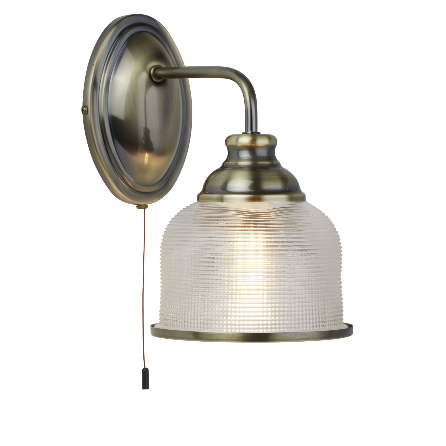 Wandlampe mit Schalter H: 24,5 cm in Messing antik E27