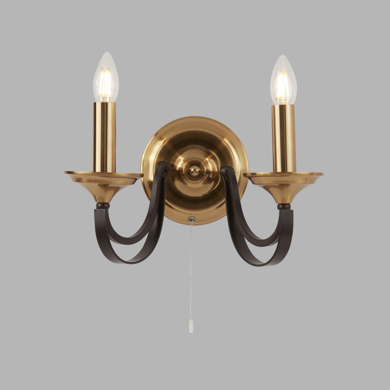 Wandlampe mit Schalter 2-flammig E14 in Bronze B: 33 cm