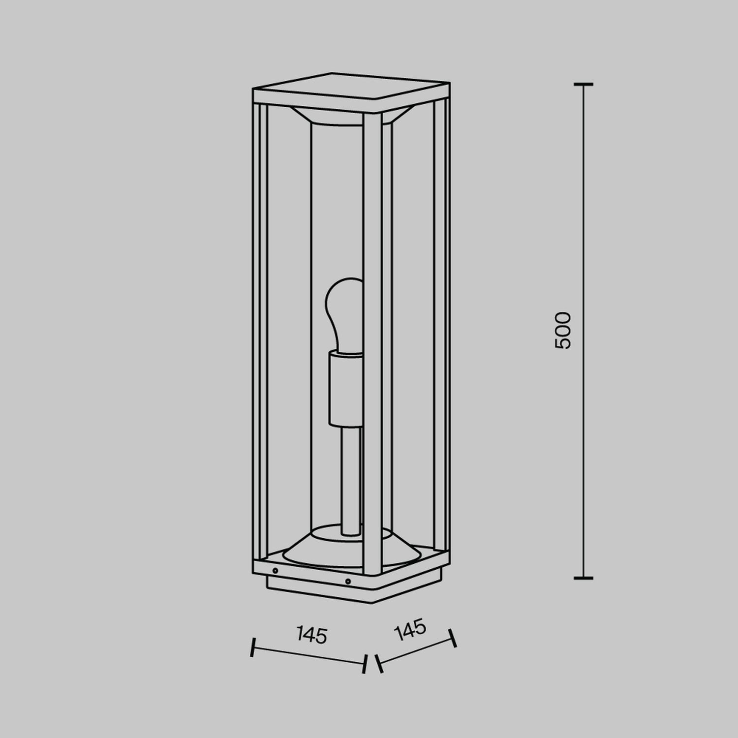 Pollerleuchte Aluminium 50 cm hoch IP54 Graphit E27