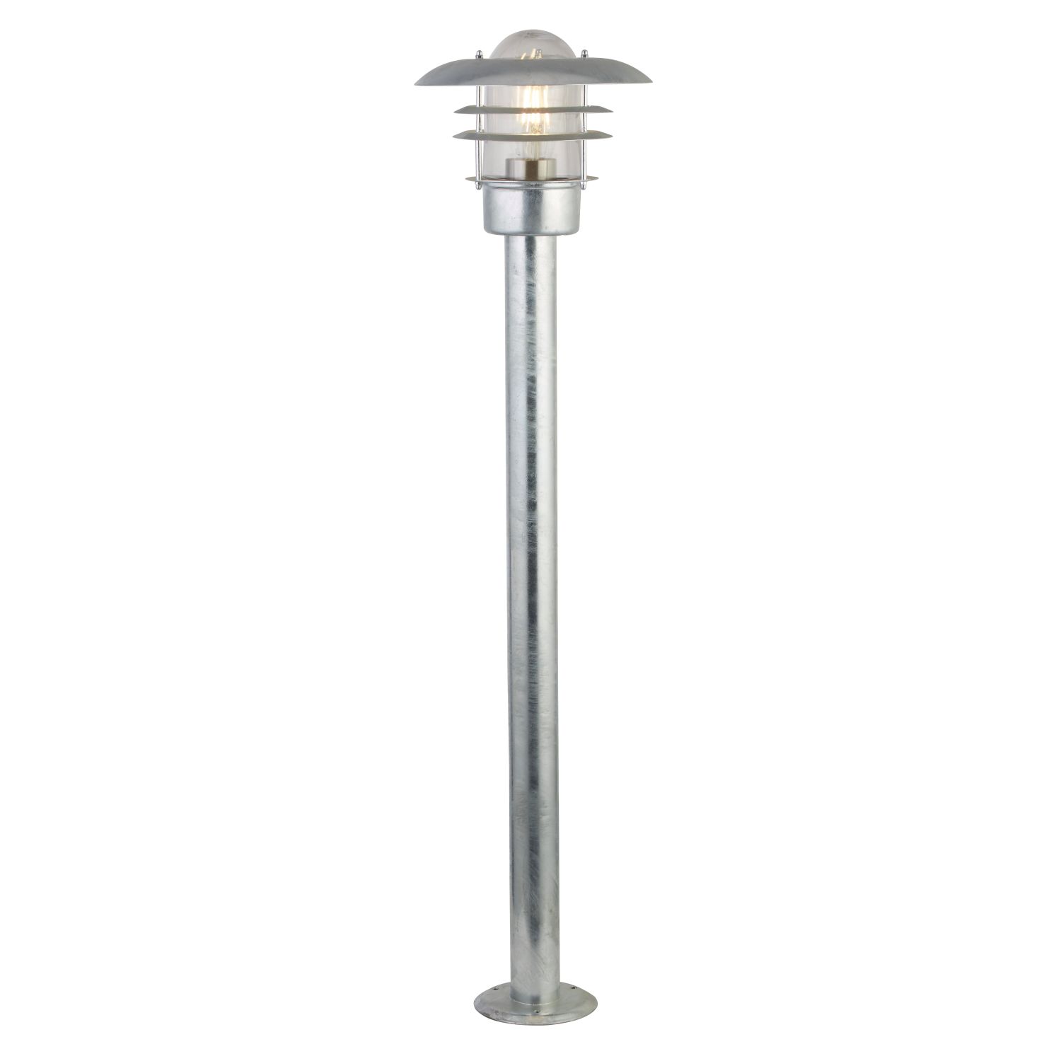 Stehlampe außen IP44 E27 98 cm in Silber Glas Metall