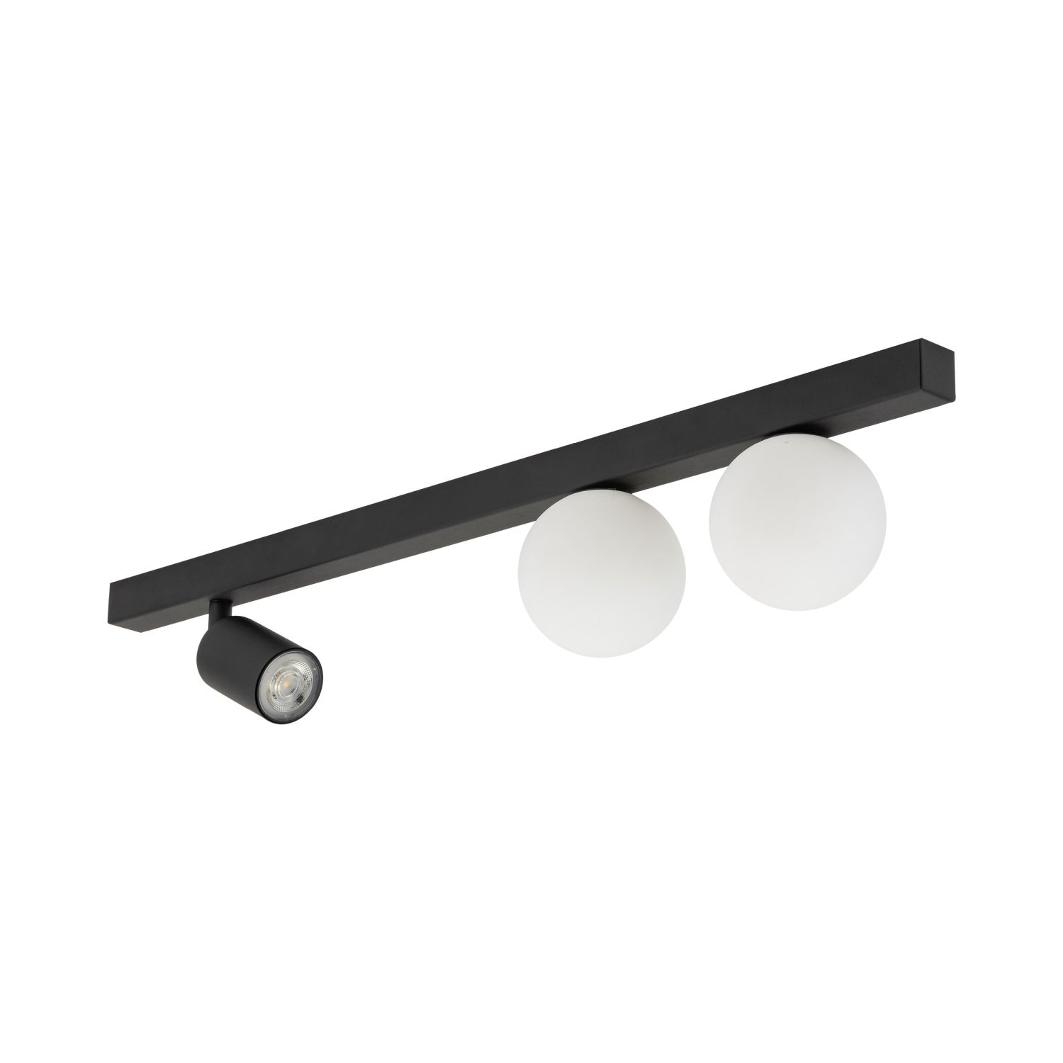 Spot de plafond métal verre 70 cm long GU10 + 2x G9