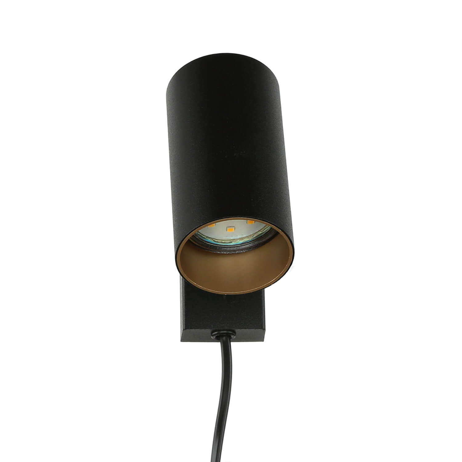 Wandspot mit Schalter Kabel Schwarz Gold GU10