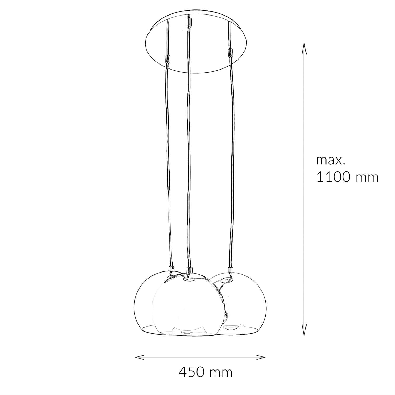 Lampe à suspendre chrome 3 flammes GU10 Rétro Table à manger