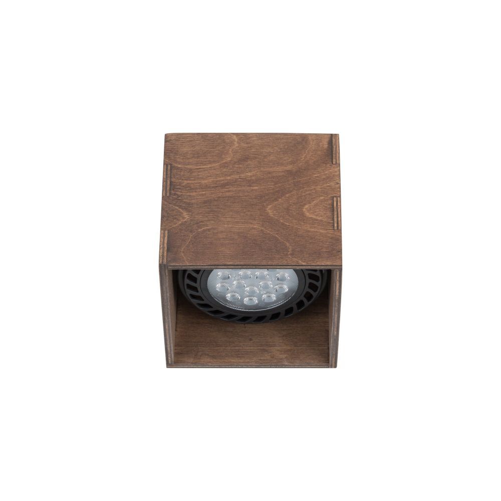 Quadratischer Deckenspot Holz B:12,5cm klein kompakt