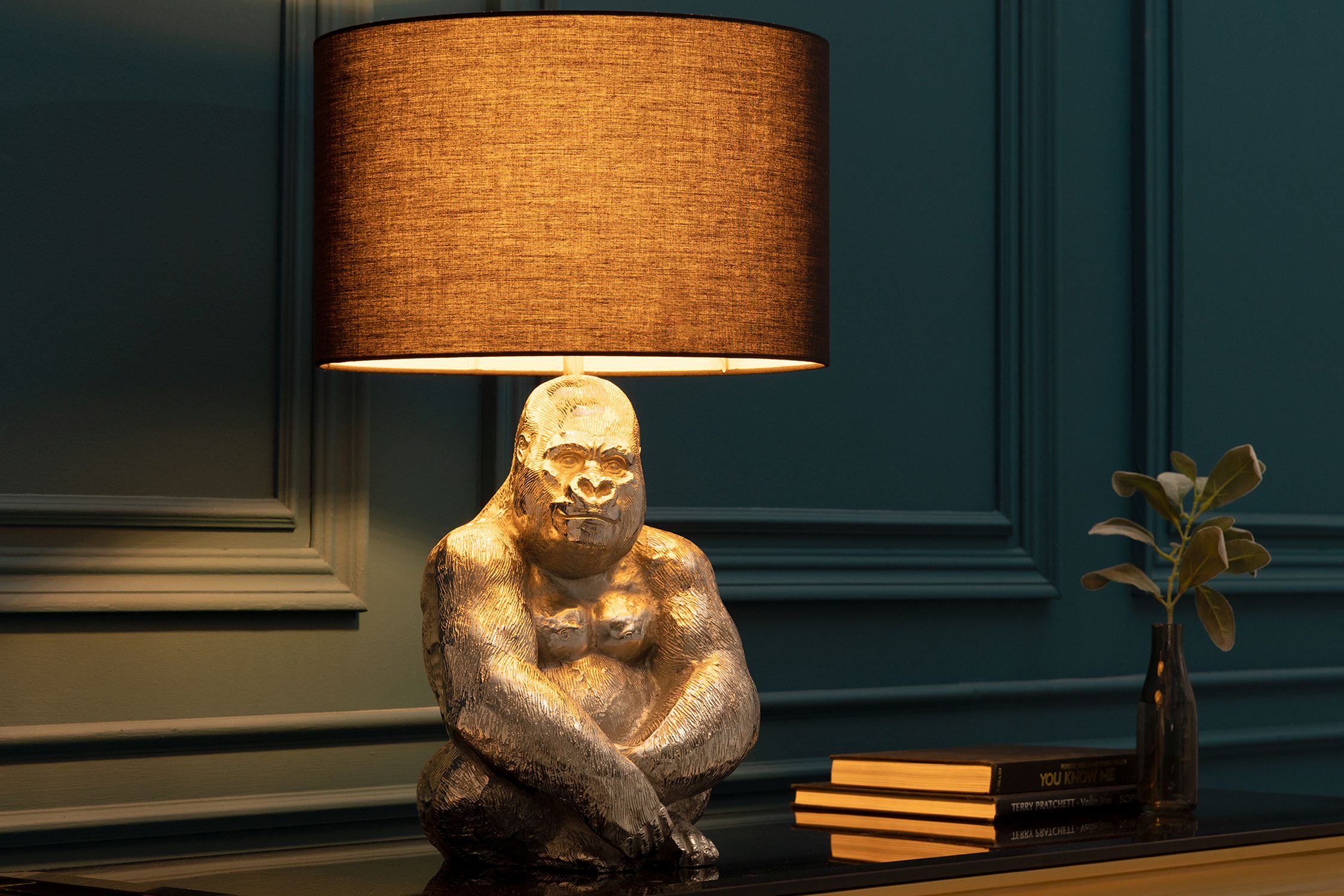 Lampe de chevet tissu métal Gorilla E27 60 cm