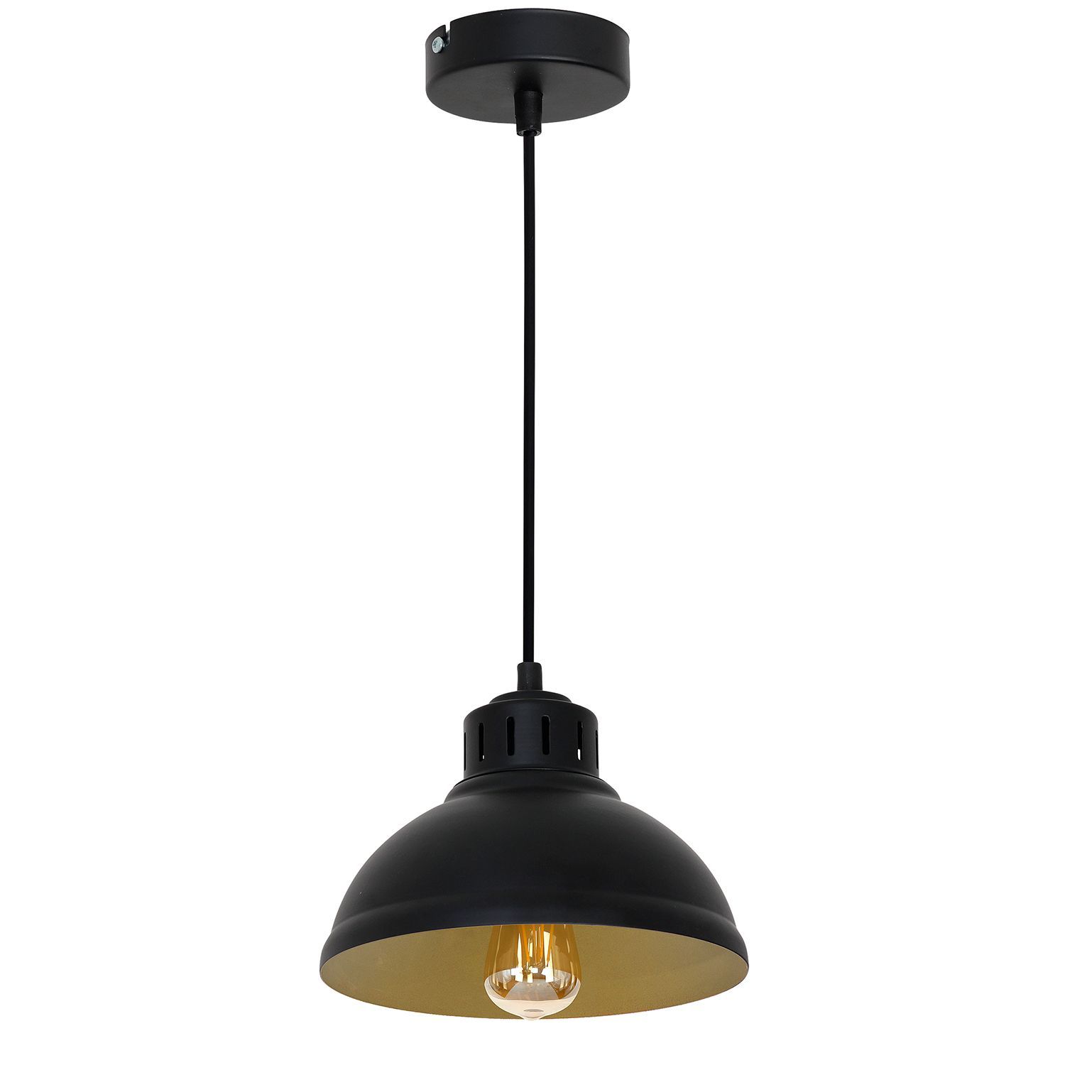 Loft Lampe à suspendre Noir Or Métal Ø21 cm accentué