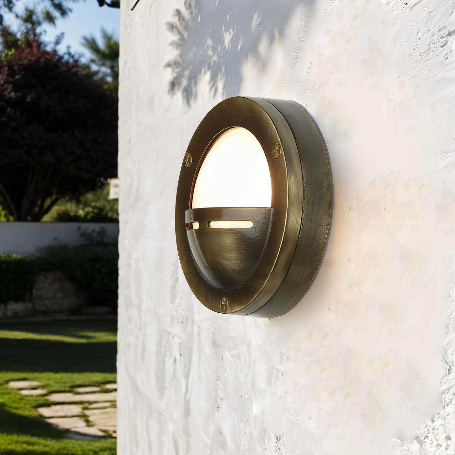 Luminaire d'extérieur résistant aux intempéries Rond IP64 laiton véritable