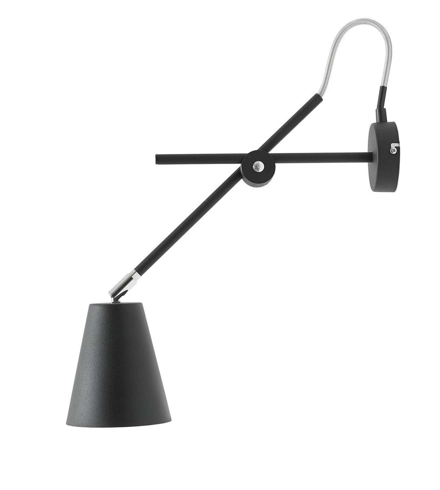 Flexible Wandlampe E27 Schwarz Metall H:54 cm Loft