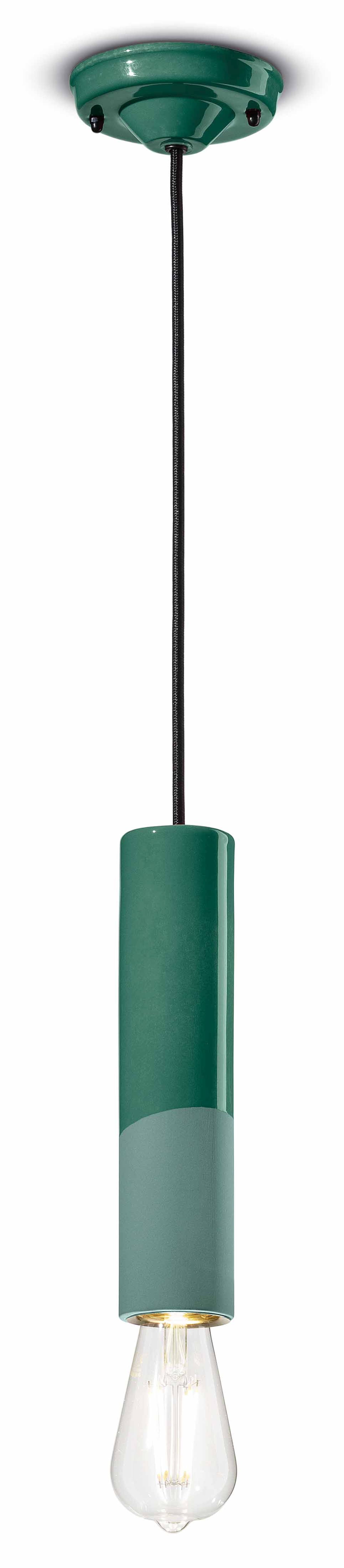 Lampe à suspendre céramique Ø 5,5 cm Vert E27 rond Rétro